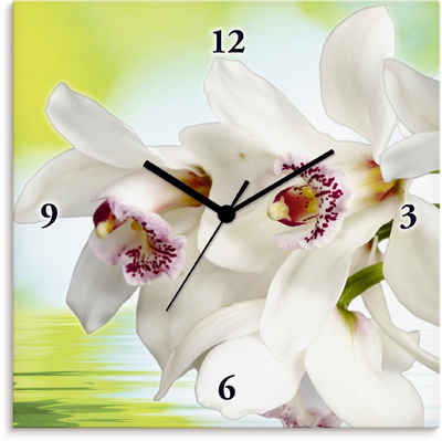 Artland Wanduhr Weiße Orchidee (wahlweise mit Quarz- oder Funkuhrwerk, lautlos ohne Tickgeräusche)