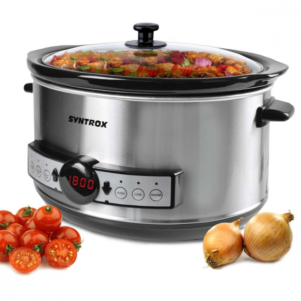 Syntrox Germany Schmortopf Digitaler Slow Cooker 4,5 Liter mit Timer