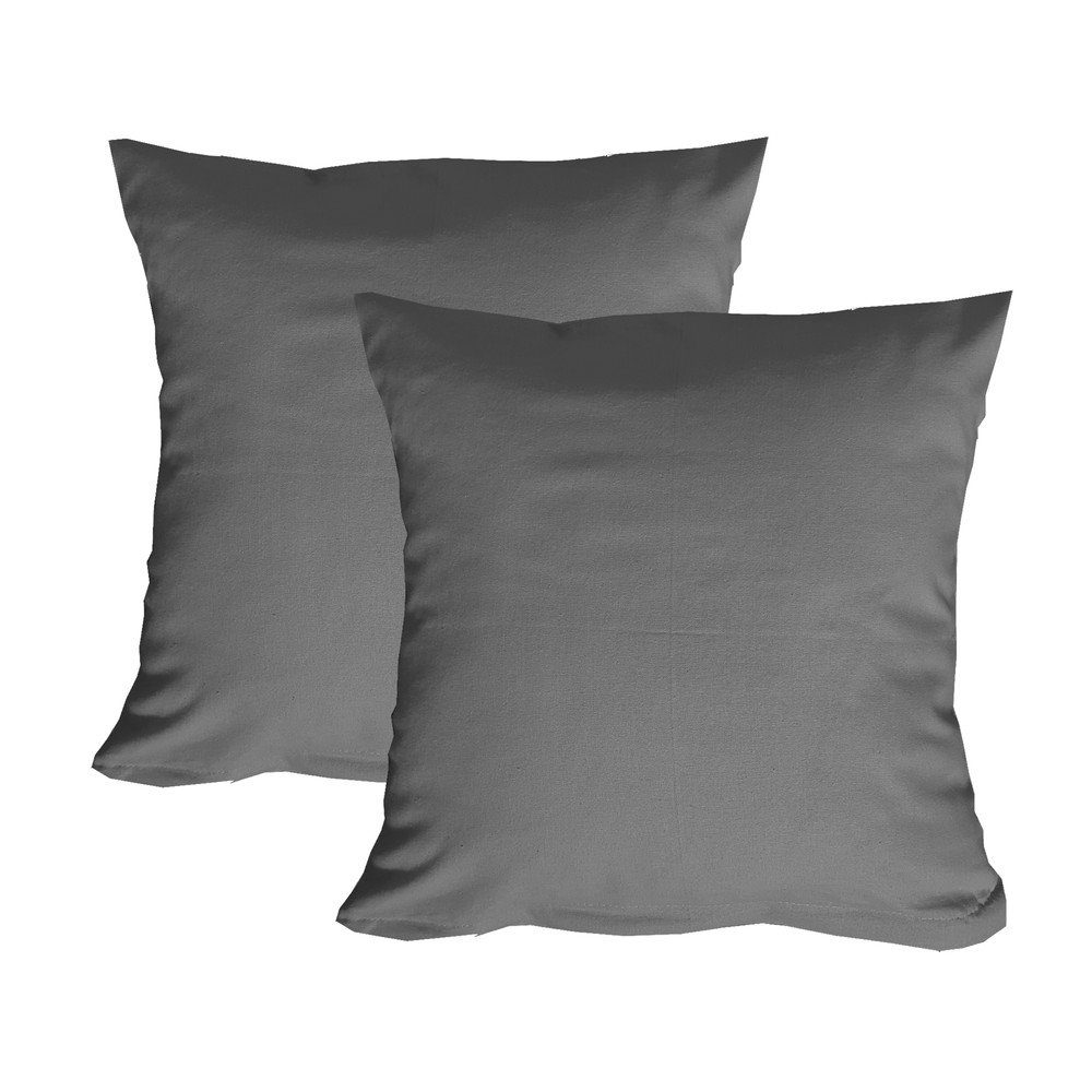 Casa Colori Kissenbezug 2er Set Kissenbezug 100% Baumwolle, (2 Stück), 2er Set Kissenhülle Anthrazit Grau 40x80 cm