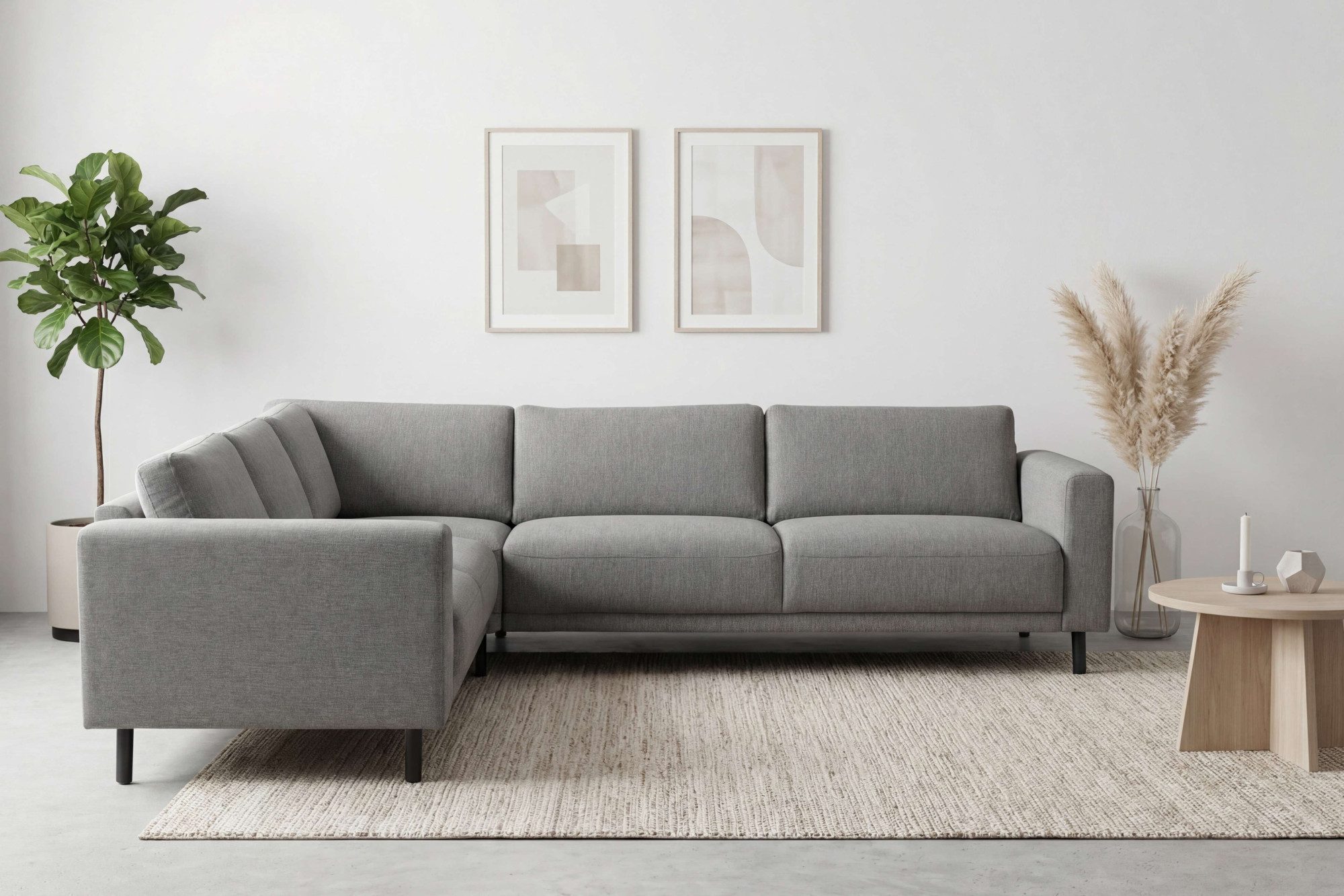 OTTO home Ecksofa Sveeva, L-Form, B.288 cm, schwarze Metallfüße, langlebiger Webstoff, mit Wellenunterfederung, viele Farben
