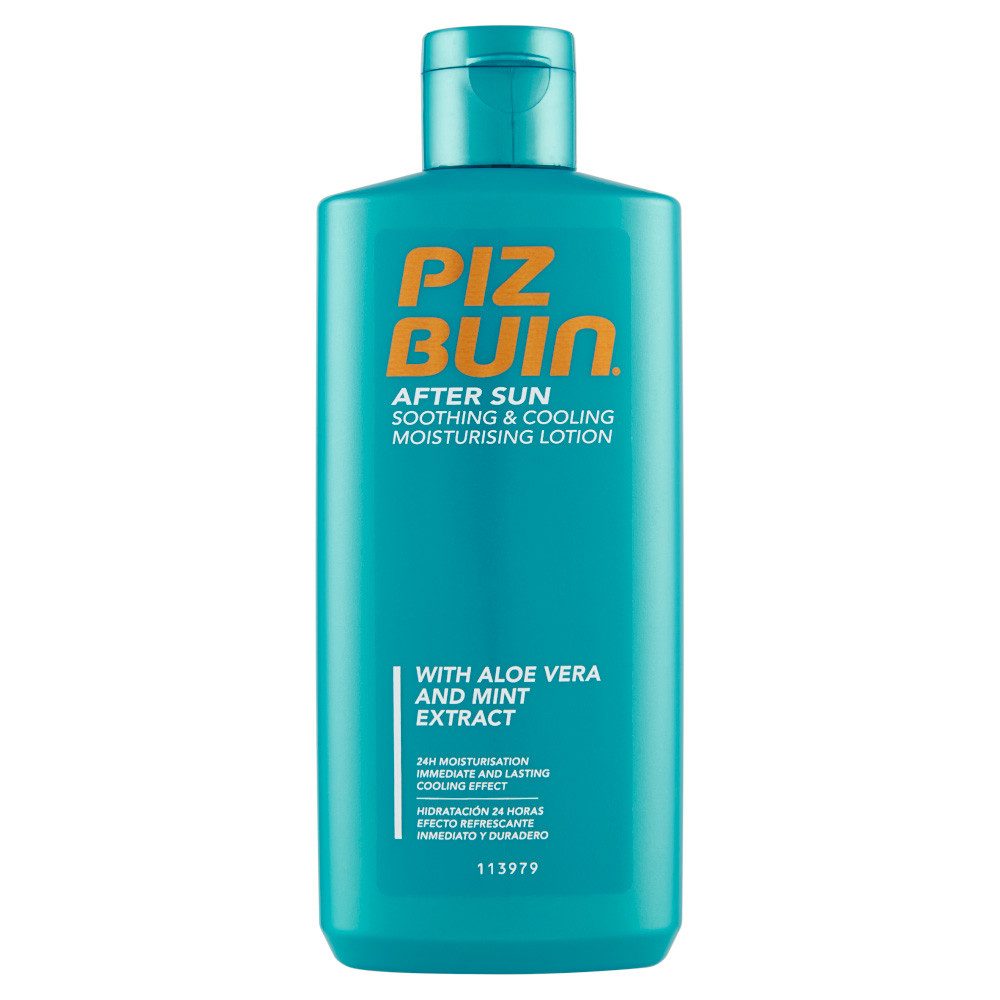 Piz Buin After Sun-Lotion Piz Buin Aloe Vera Moisturiser Feuchtigkeitspflege 200 ml, 1-tlg., Zieht schnell ein und hinterlässt die Haut samtig weich