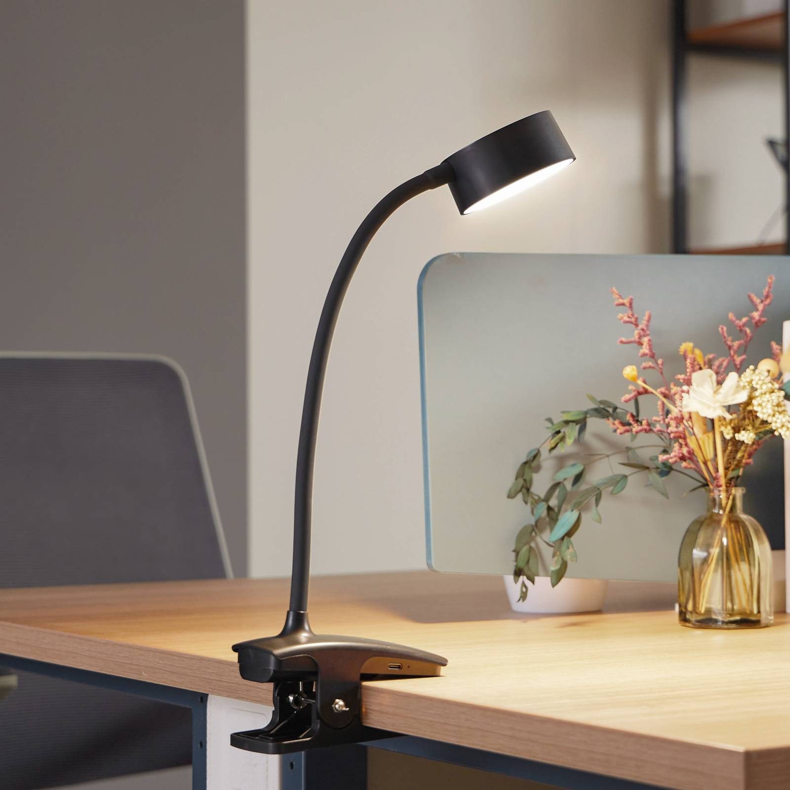 Lindby Klemmleuchte Maori, LED, Metall, Schwarz Farbwechsel warmweiß / tageslicht IP20, 1 x 2 W LED, Farbwechsel warmweiß / tageslicht