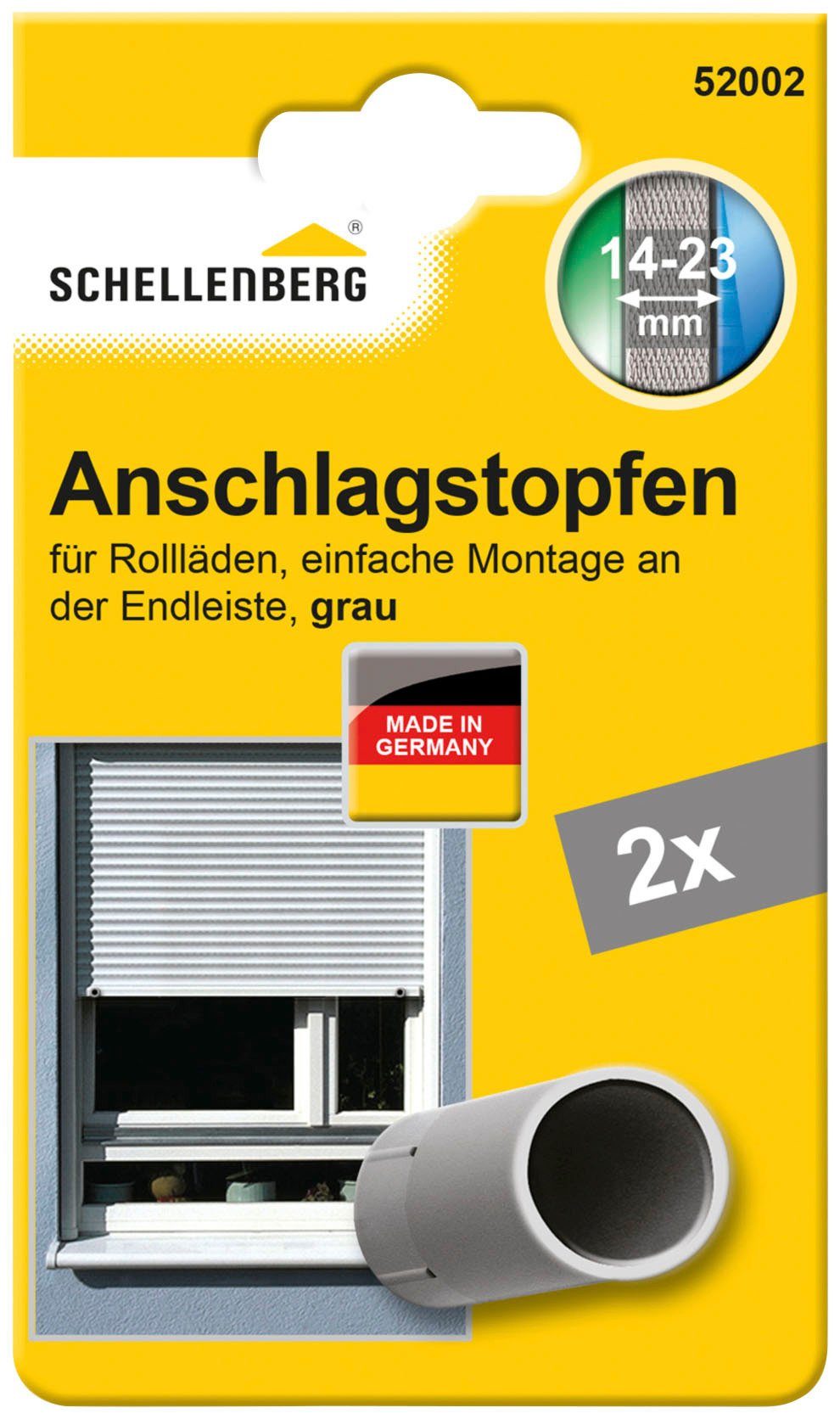SCHELLENBERG Rollladen-Anschlagstopper für Rollläden, 2 mm Durchmesser, 4 mm Länge, Set, 2-St., Zubehör für Außenrollläden, 20 x 40 mm, grau
