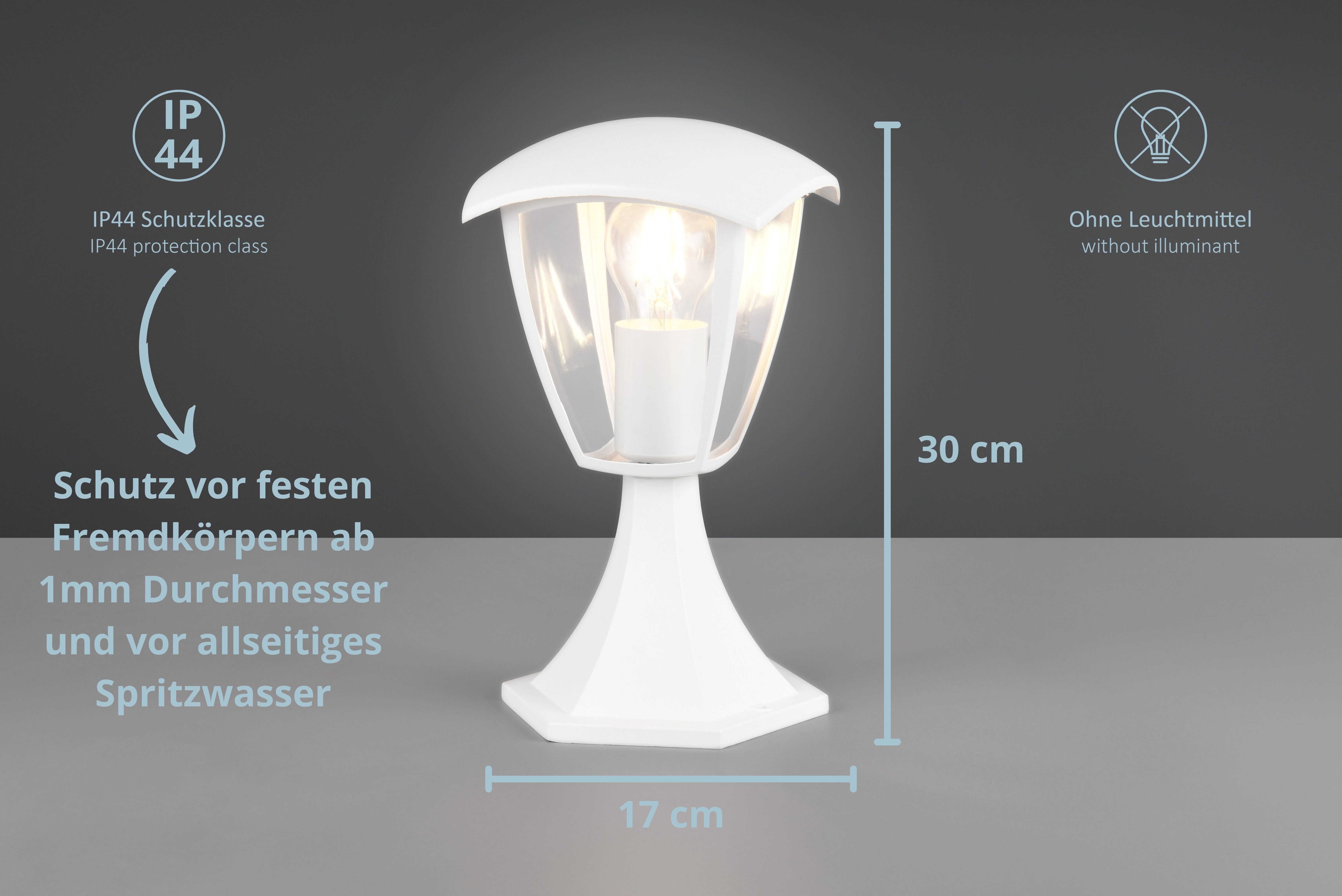 lightling Außen-Stehlampe Vera, ohne Leuchtmittel, 30 cm, hochwertiges Druckguss-Aluminium, IP44 Schutz