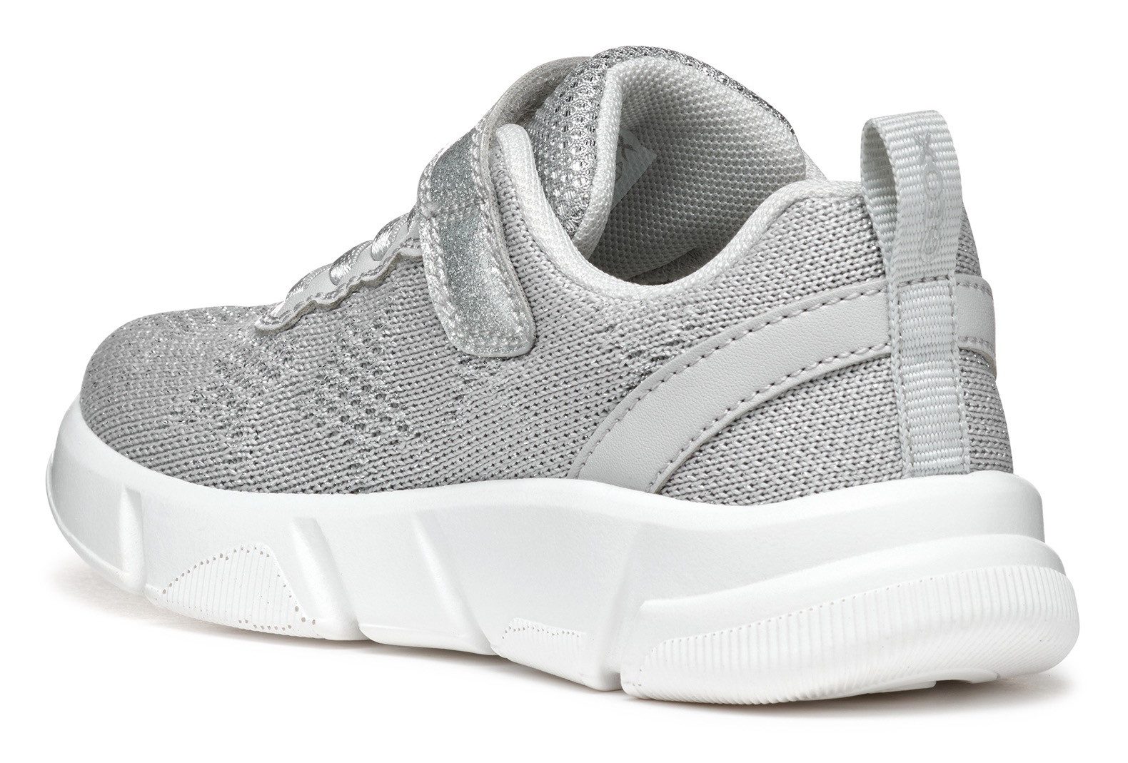 Geox J ARIL GIRL Sneaker, Knitwear Sneaker, Klettschuh mit glitzerndem Klettriegel