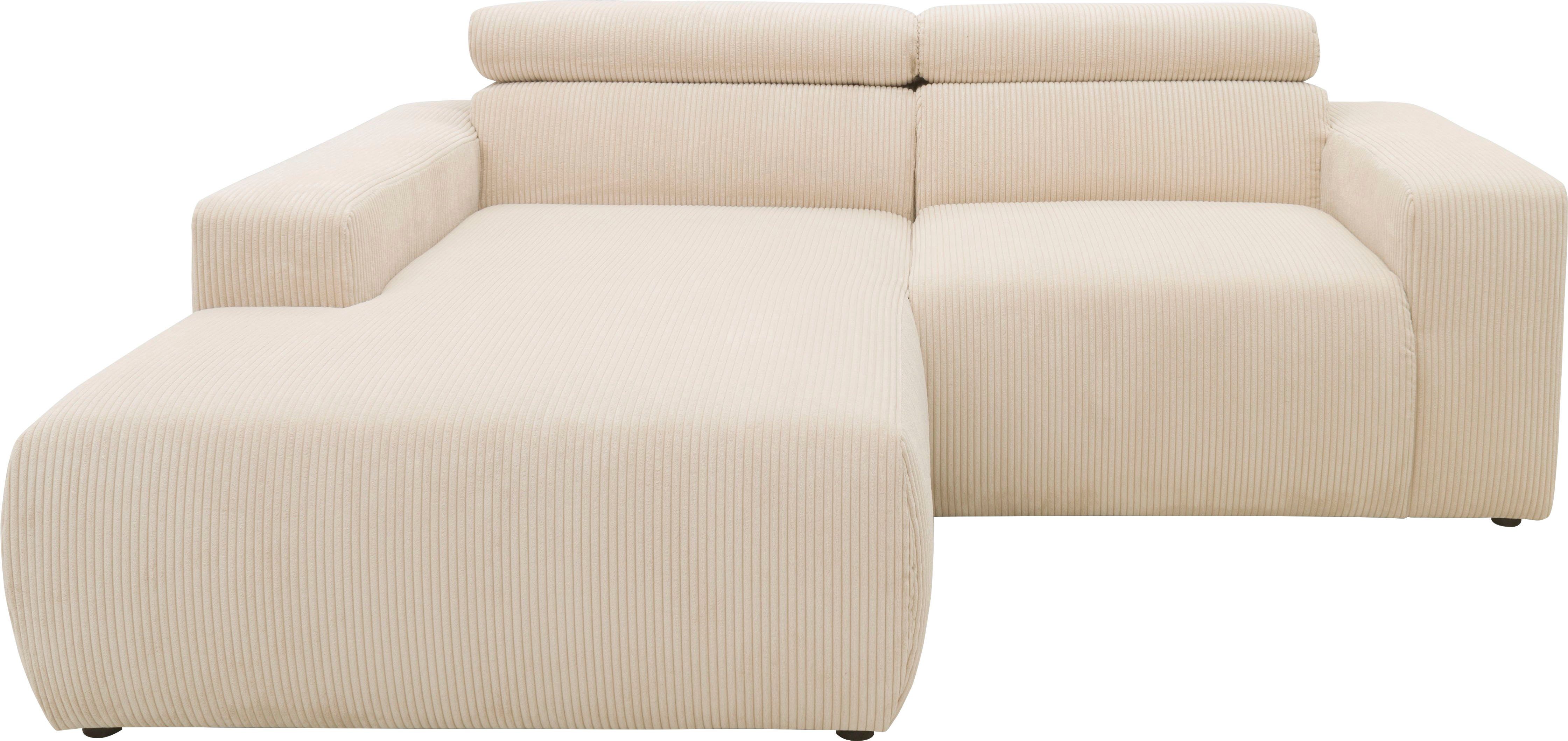 DOMO collection Ecksofa Brandon, Mit Kopfteilverstellung, auch in Leder und  Cord