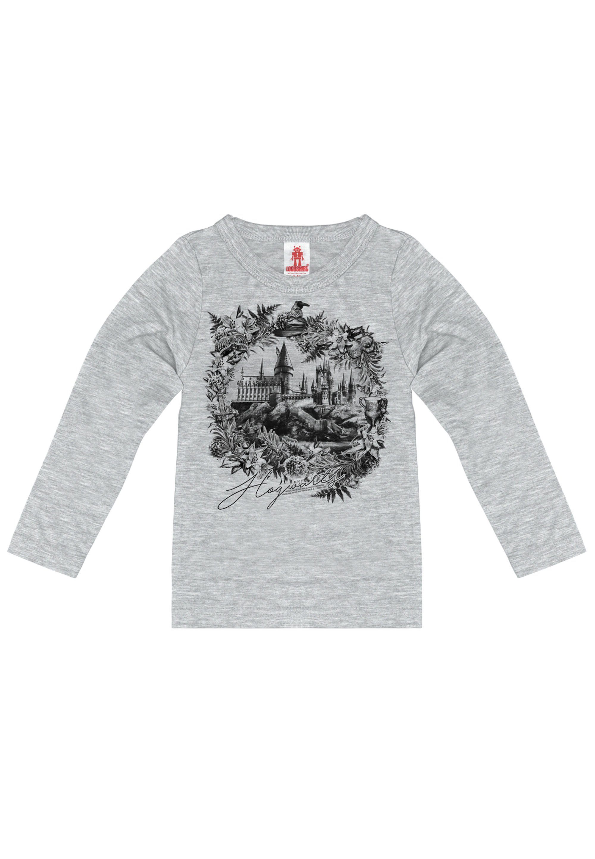 LOGOSHIRT Langarmshirt Harry Potter - Hogwarts Schloss mit coolem Frontprint