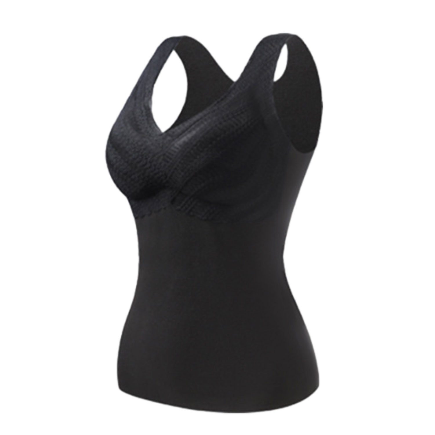 MAGICSHE Thermounterhemd Tanktop Damen Thermoweste V-Ausschnitt ärmellose Schwarz