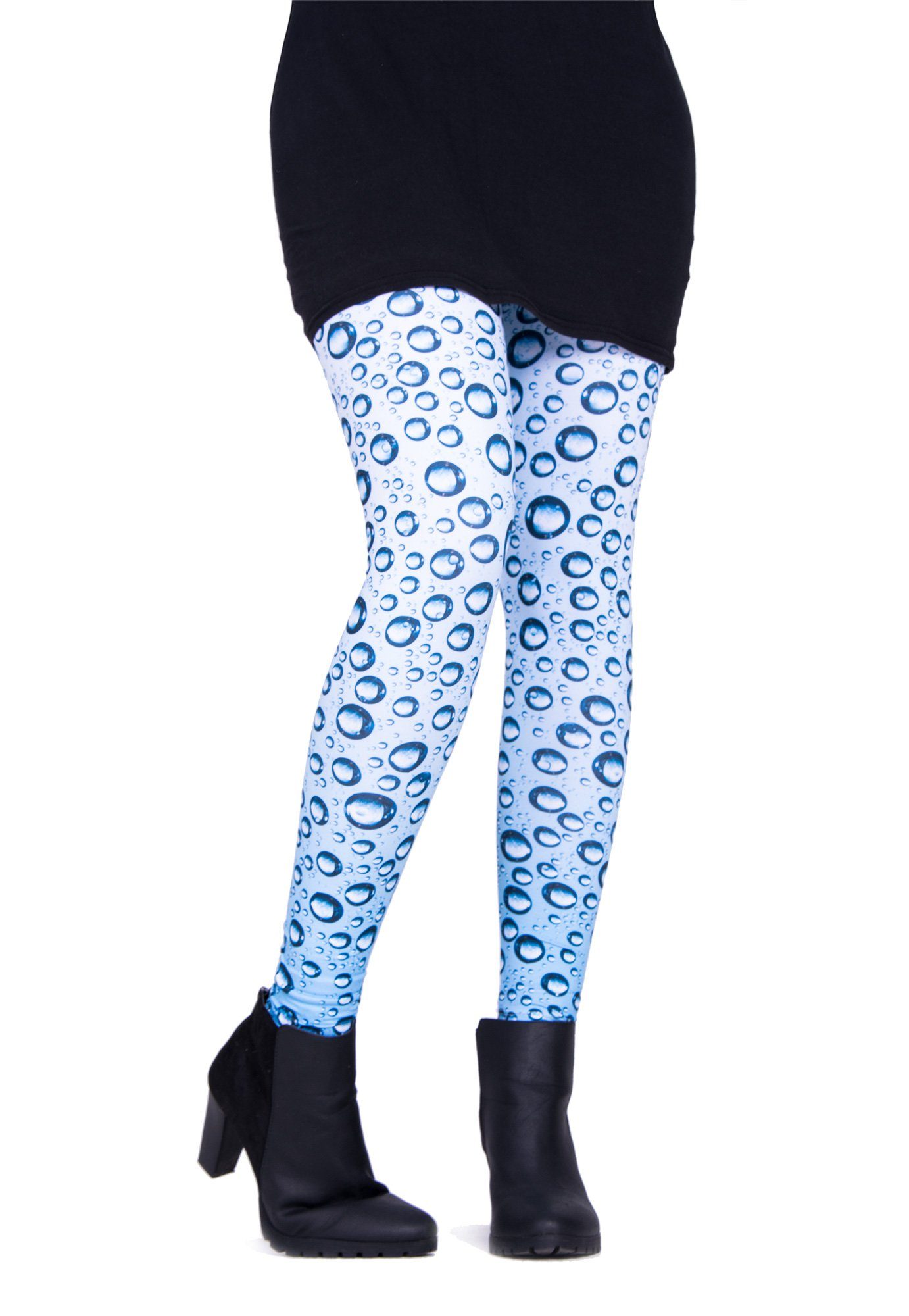 cosey Leggings Bunte Bedruckte Motiv-Leggings (Einheitsgröße) Waterdrops (Wassertropfen)
