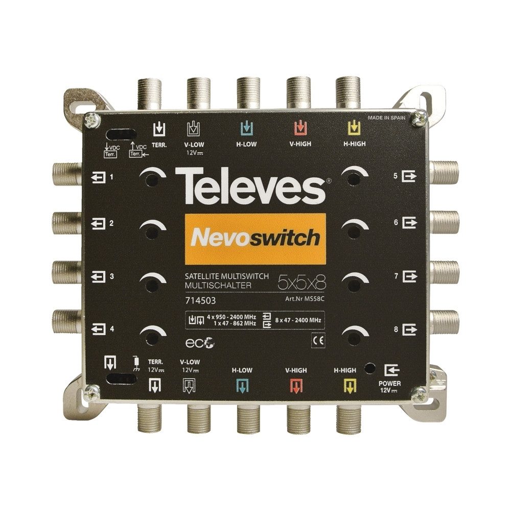 Televes Televes MS58C Nevoswitch Multischalter für Signalverteilung. SAT-Receiver (kompakte Bauweise für einfache Installation)