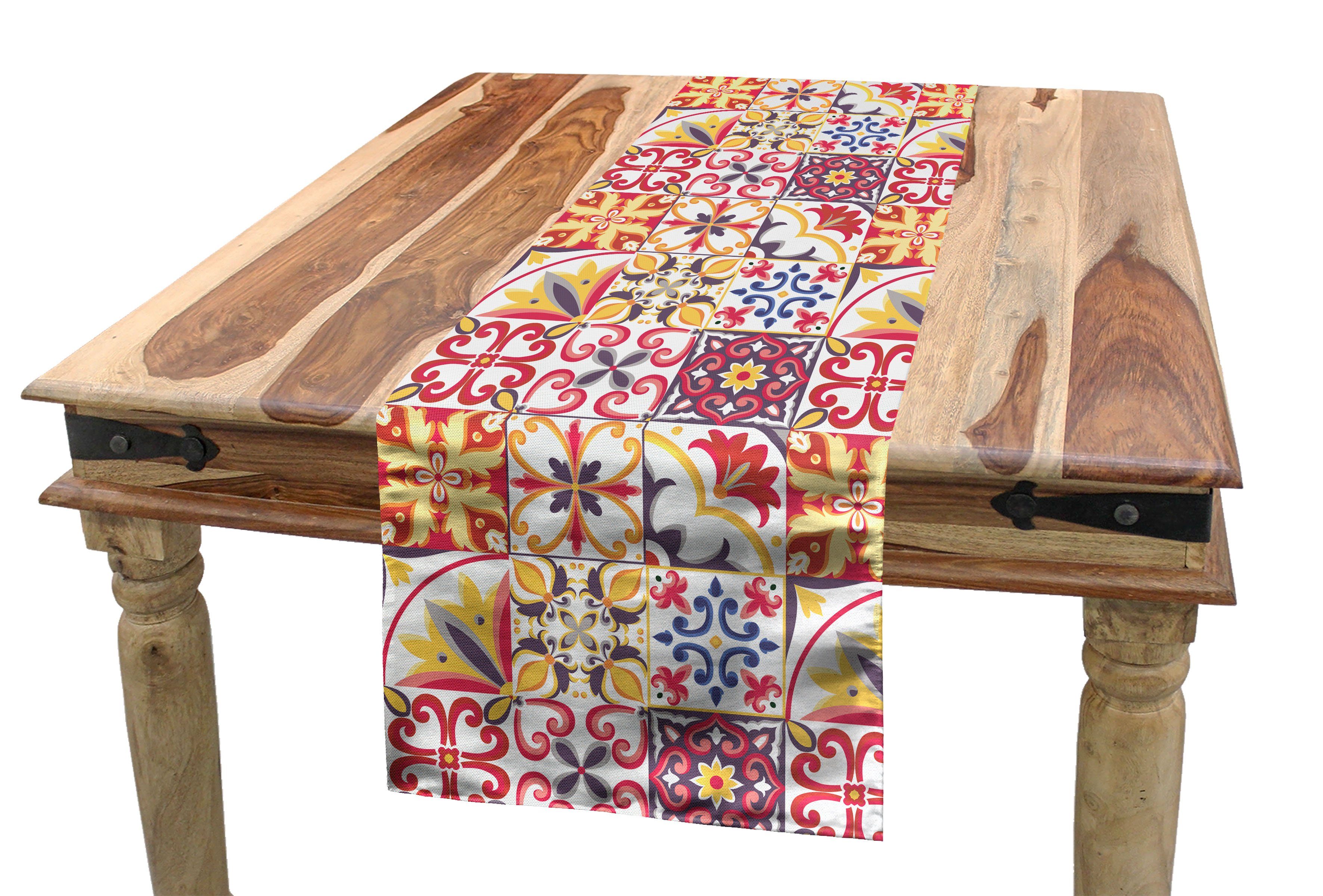 Abakuhaus Tischläufer Esszimmer Küche Rechteckiger Dekorativer Tischläufer, marokkanisch Italienisch Inspired Motiv