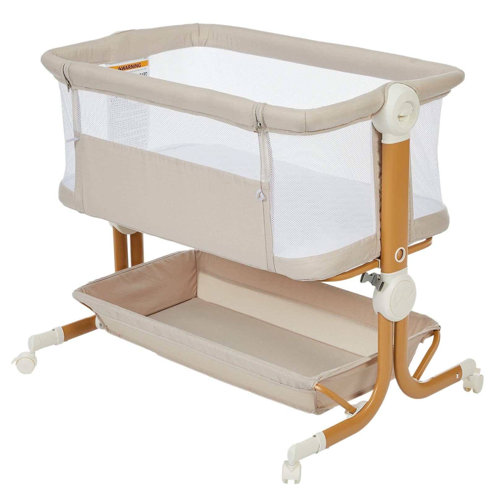 GarveeMore Babybett 3-in-1 Beistellbett Mobiles Babybett, höhenverstellbar, atmungsaktiv