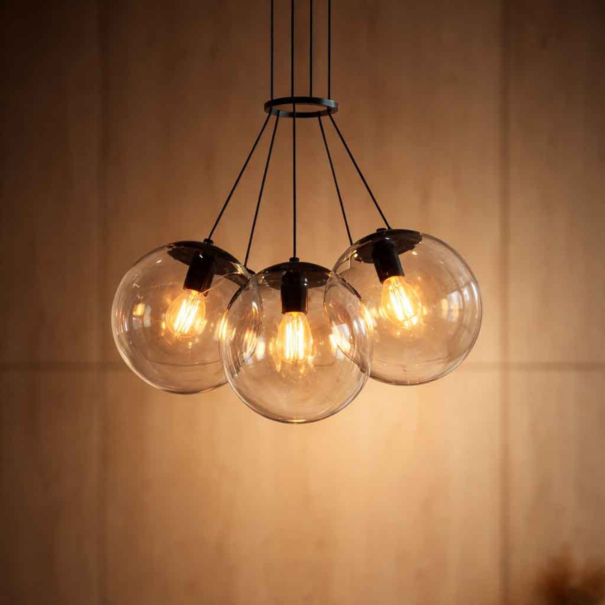 s.luce Pendelleuchte Orb Cluster Glaskugel Galerieleuchte 3-flammig Rauch Verlauf