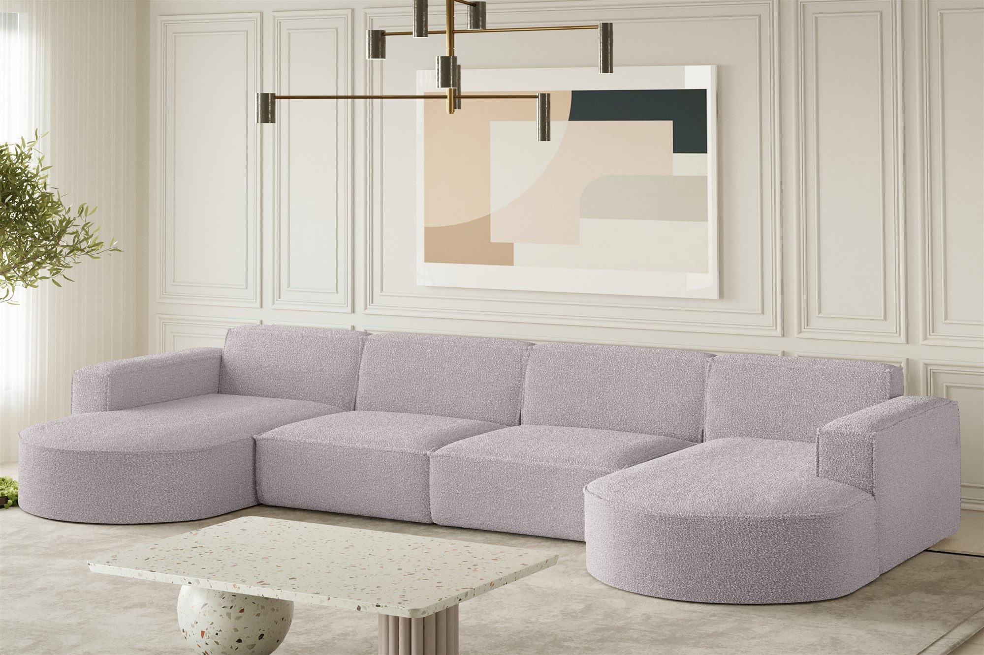 Fun Möbel Wohnlandschaft U-Form Sofa PALMA XL, frei im Raum stellbar, Rundumbezug