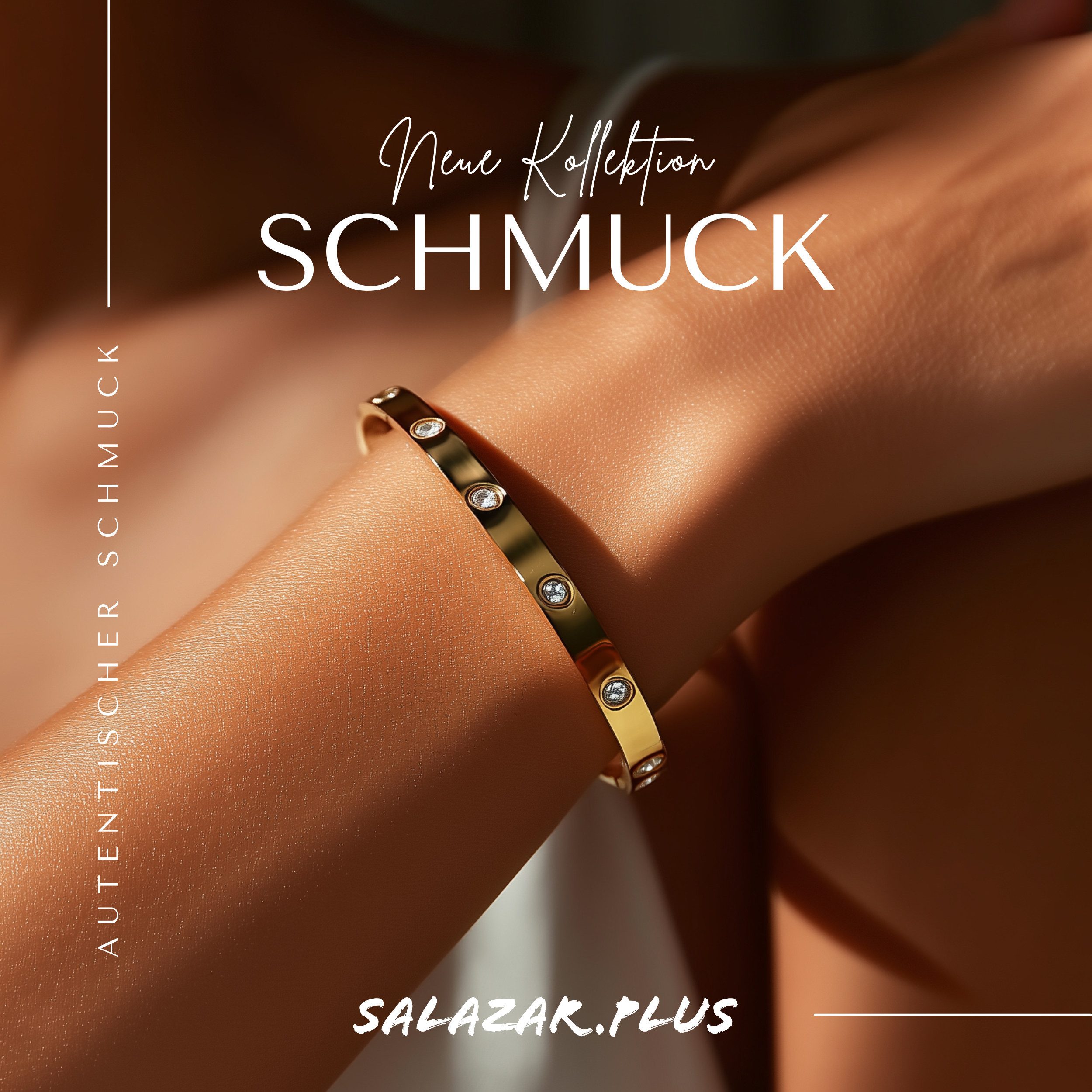 salazar.plus Armreif Luxus Damen Armband Edelstahl vergoldet silberfarben rose elegant, vergoldeter Edelstahl‑Armreif mit Zirkonia elegant hochwertig