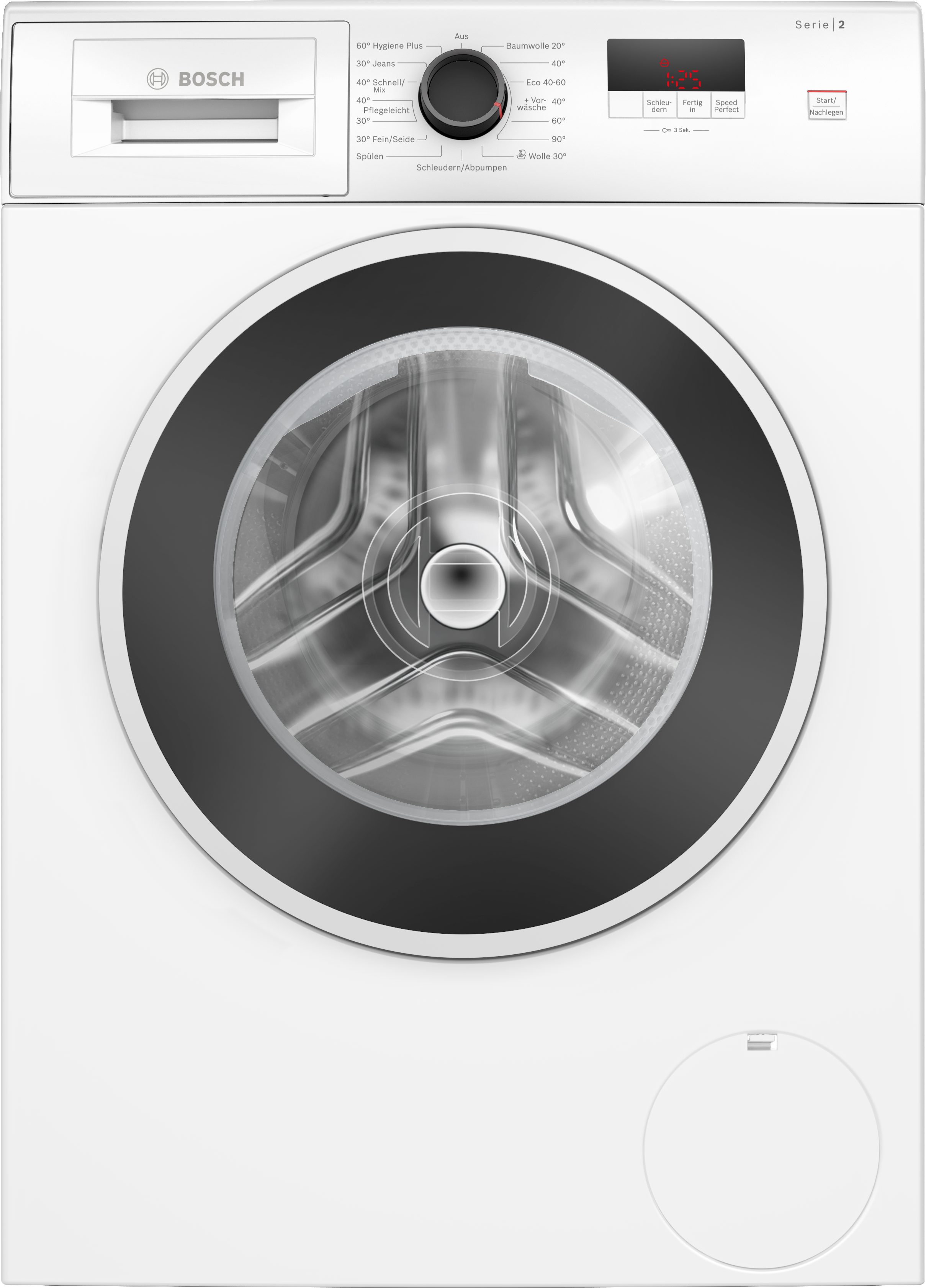 BOSCH Waschmaschine Serie 2 WGE0240V, 7 kg, 1400 U/min, Active Water Plus, Zeiterparnis durch Speed Perfect, LED-Display