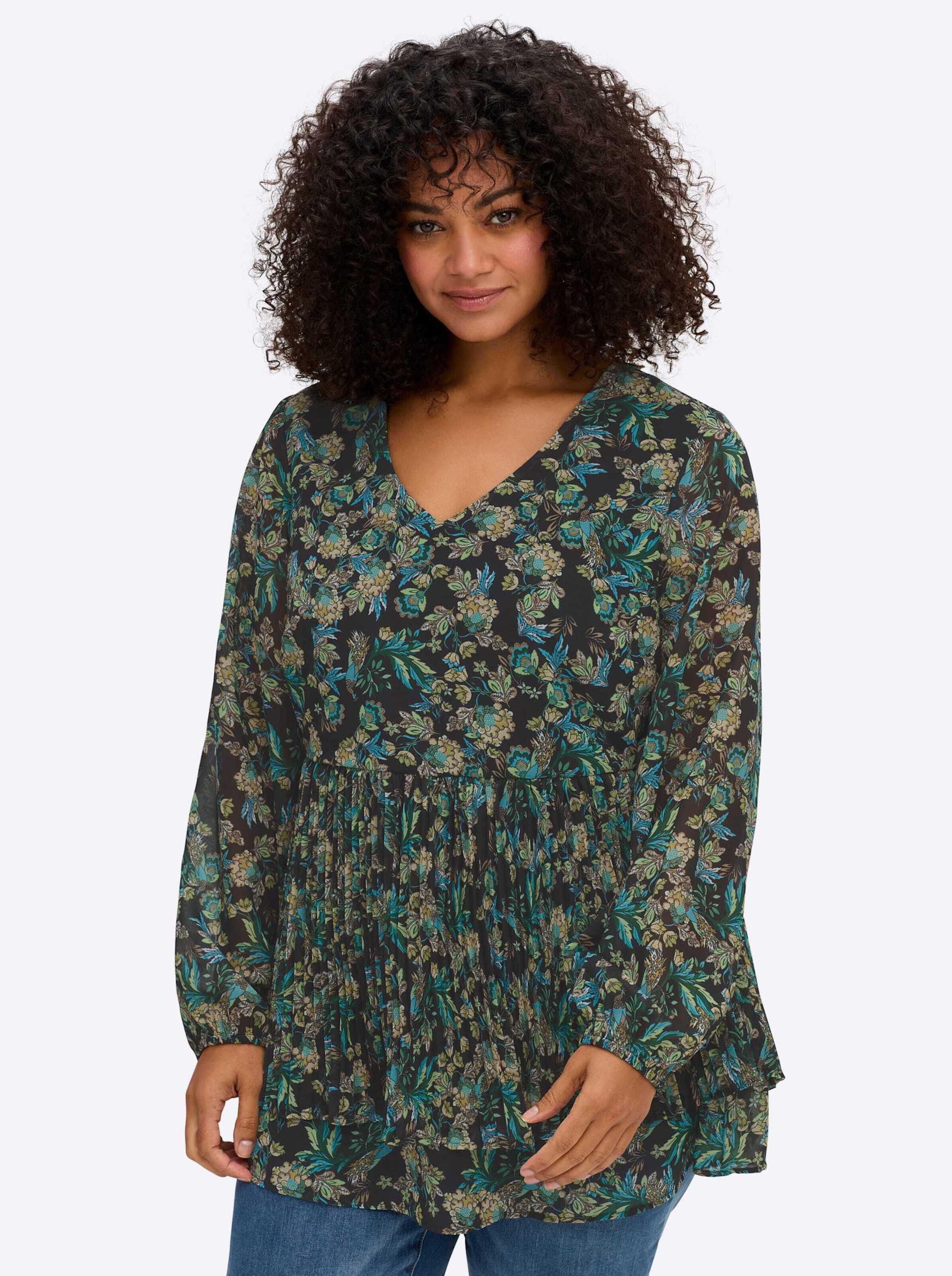 Klassische Bluse Tunika Langarm