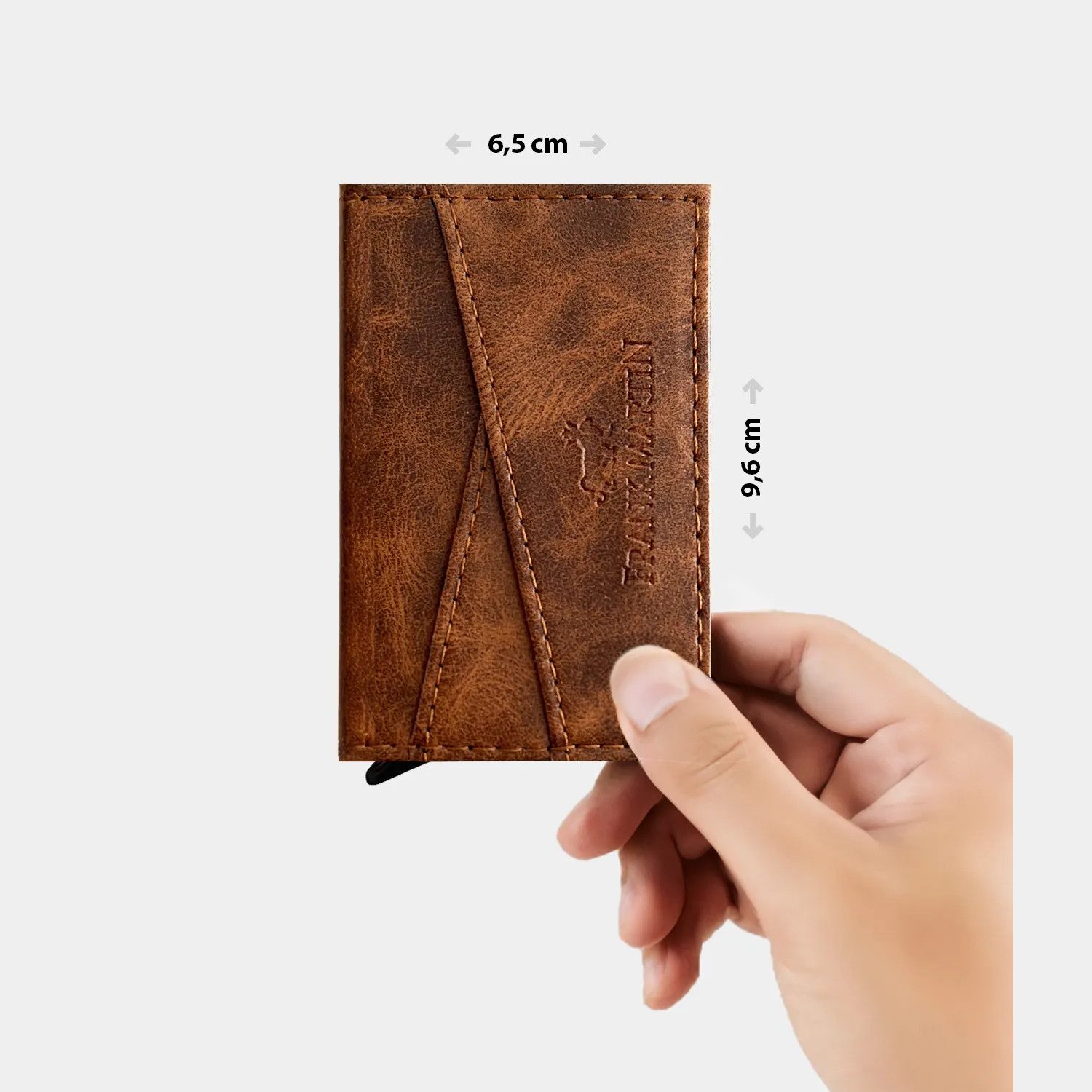 Jungengel Mini Geldbörse Slim Wallet Kartenetui RFID Schutz Kunstleder Braun Geldbörse, RFID-geschützt, 9 Kartenfächer, Geschenkbox