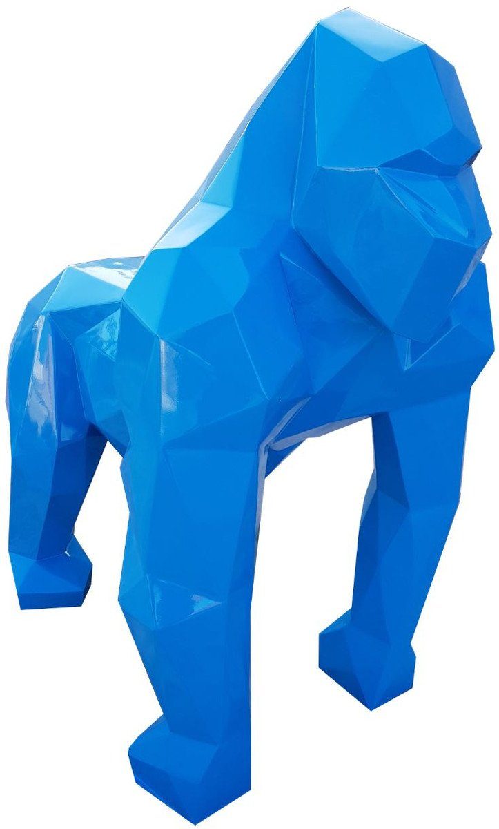 Casa Padrino Skulptur Designer Deko Skulptur Gorilla Affe Blau 118 x 78 x H. 128 cm - Deko Tierfigur - Riesige Gartendekofigur | Skulpturen