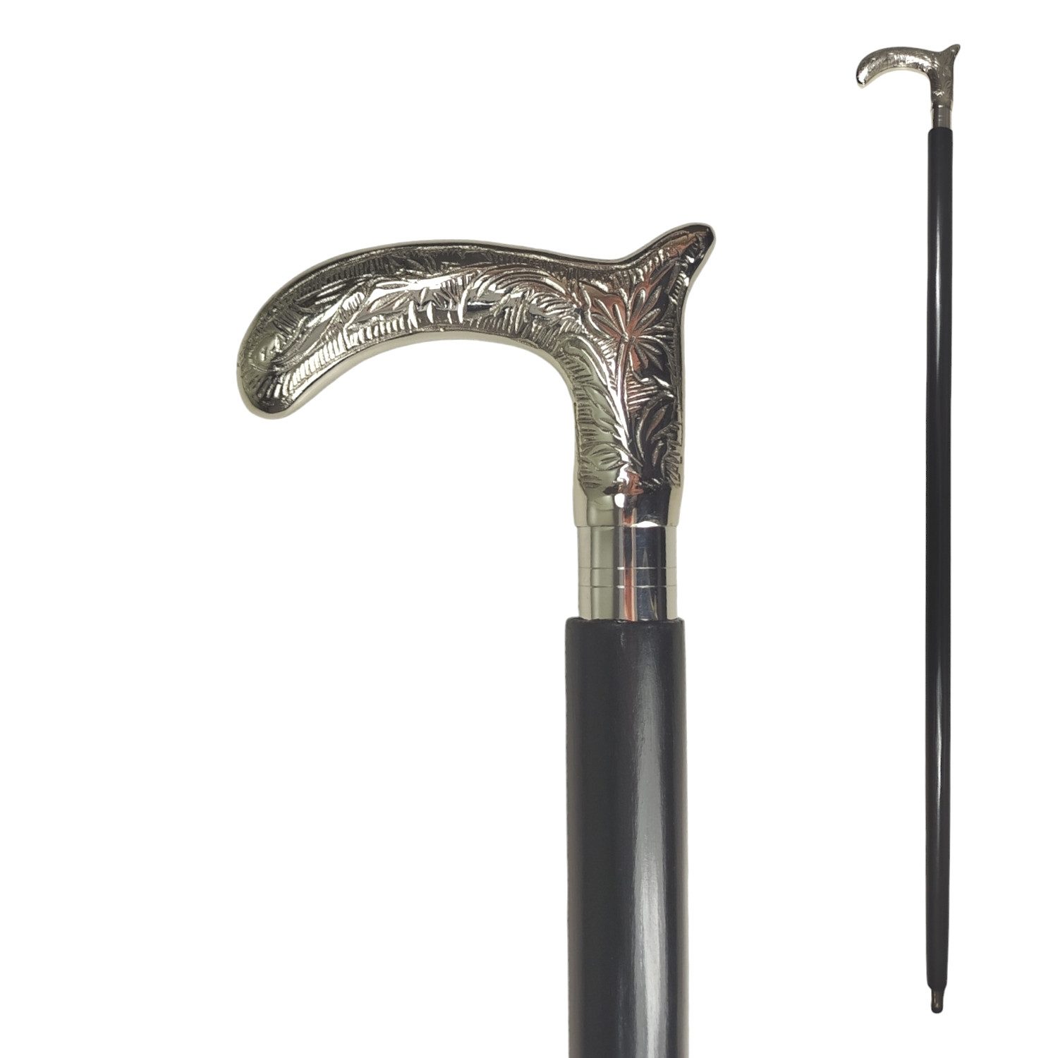 FTWdesign Frackstock Klassischer Spazierstock aus Holz mit graviertem Griff aus Metall
