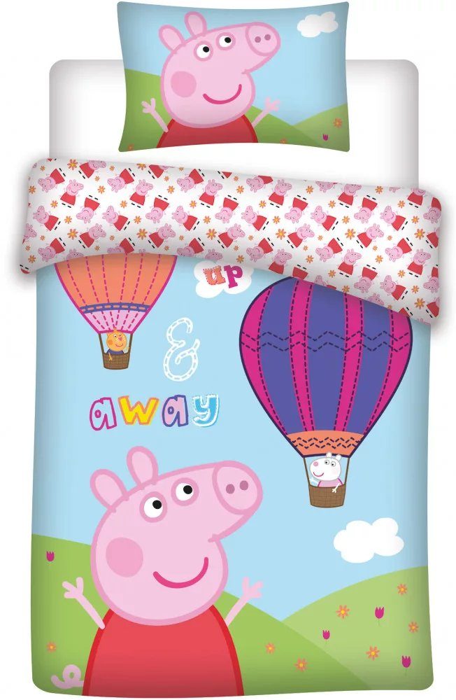 Peppa Pig Kinderbettwäsche Wutz Ballonfahrt Fliegen Kinder Bettwäsche Set M günstig online kaufen