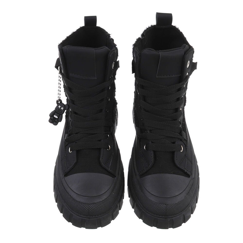 Ital-Design Damen High-Top Freizeit Sneakerboots (85135551) Keilabsatz/Wedge Sneakers High in Schwarz