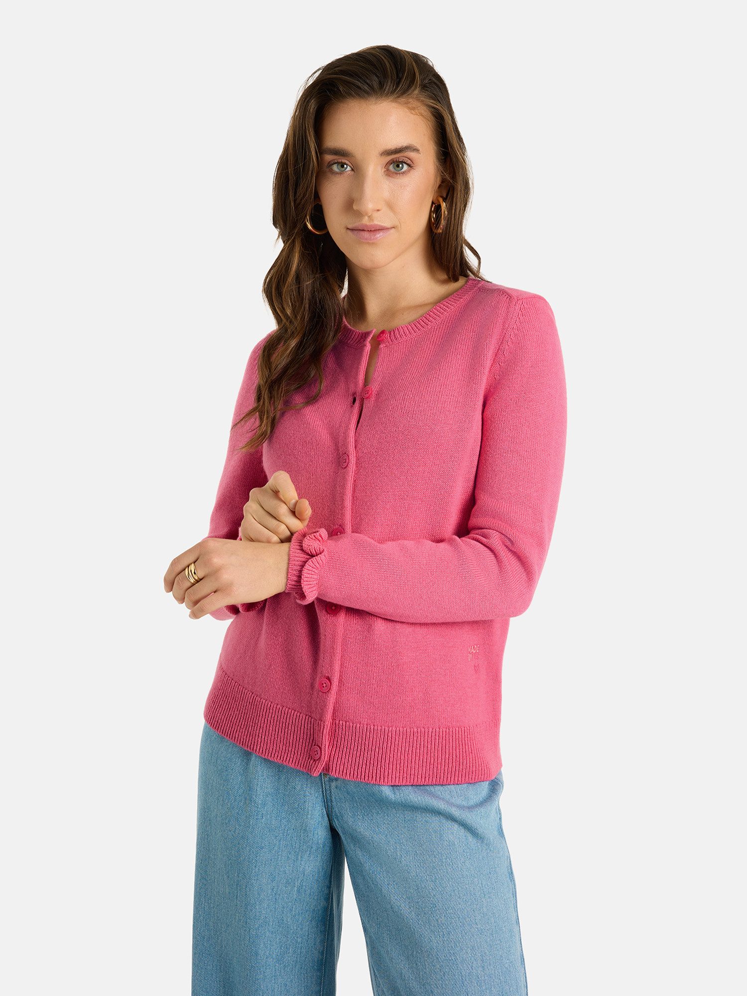 Lieblingsstück Strickjacke AtiaL mit Kaschmir, Ärmelenden mit Rüschen