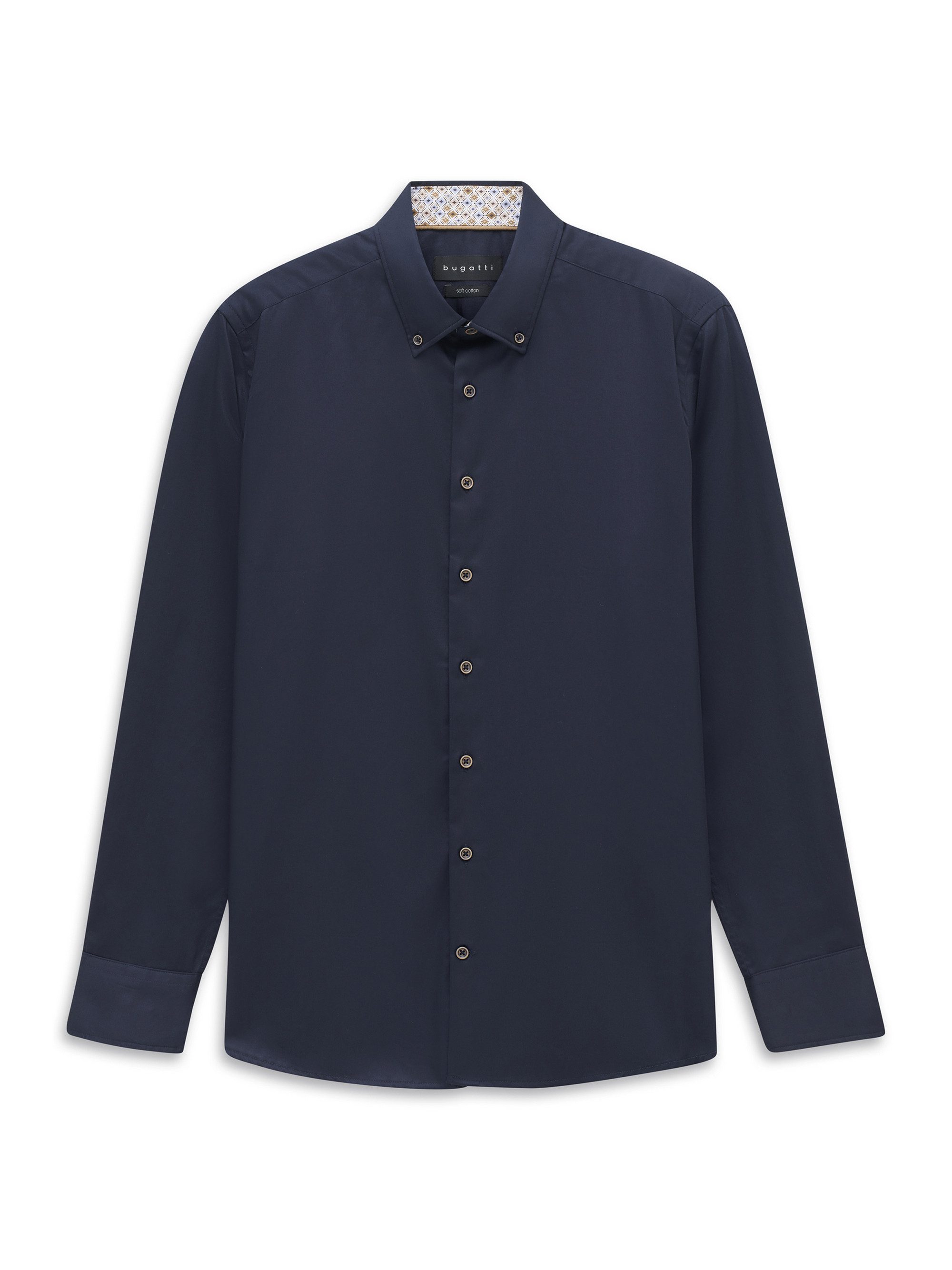 bugatti Langarmhemd Modern Fit Modern Fit Baumwolle Button-Down
