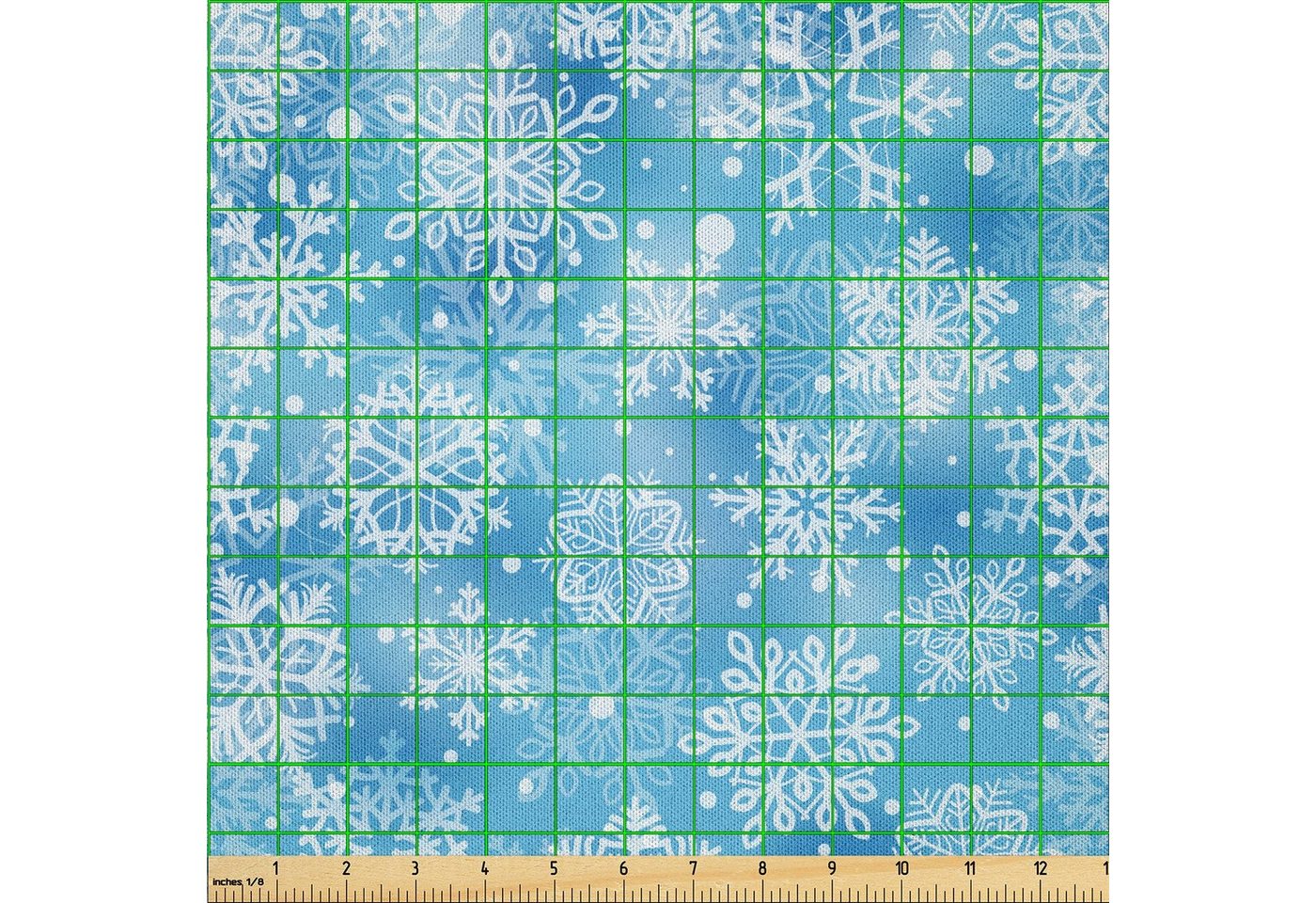 Thumbnail - Abakuhaus Stoff DIY Bastler Stoff für Dekorationszwecke, Schneeflocke Muster des Winters