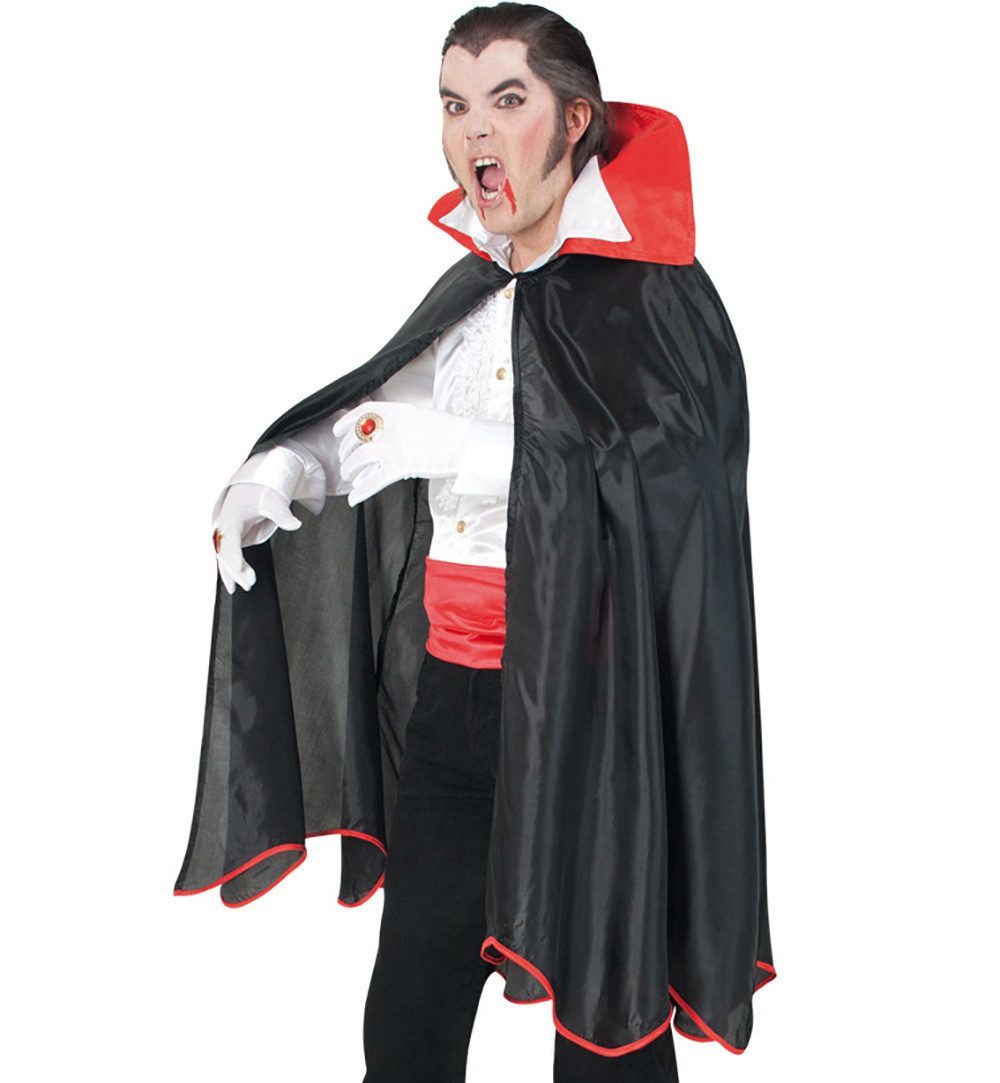Vampir-Kostüm Dracula Vampir Umhang mit Stehkragen Schwarz Halloween Karneval