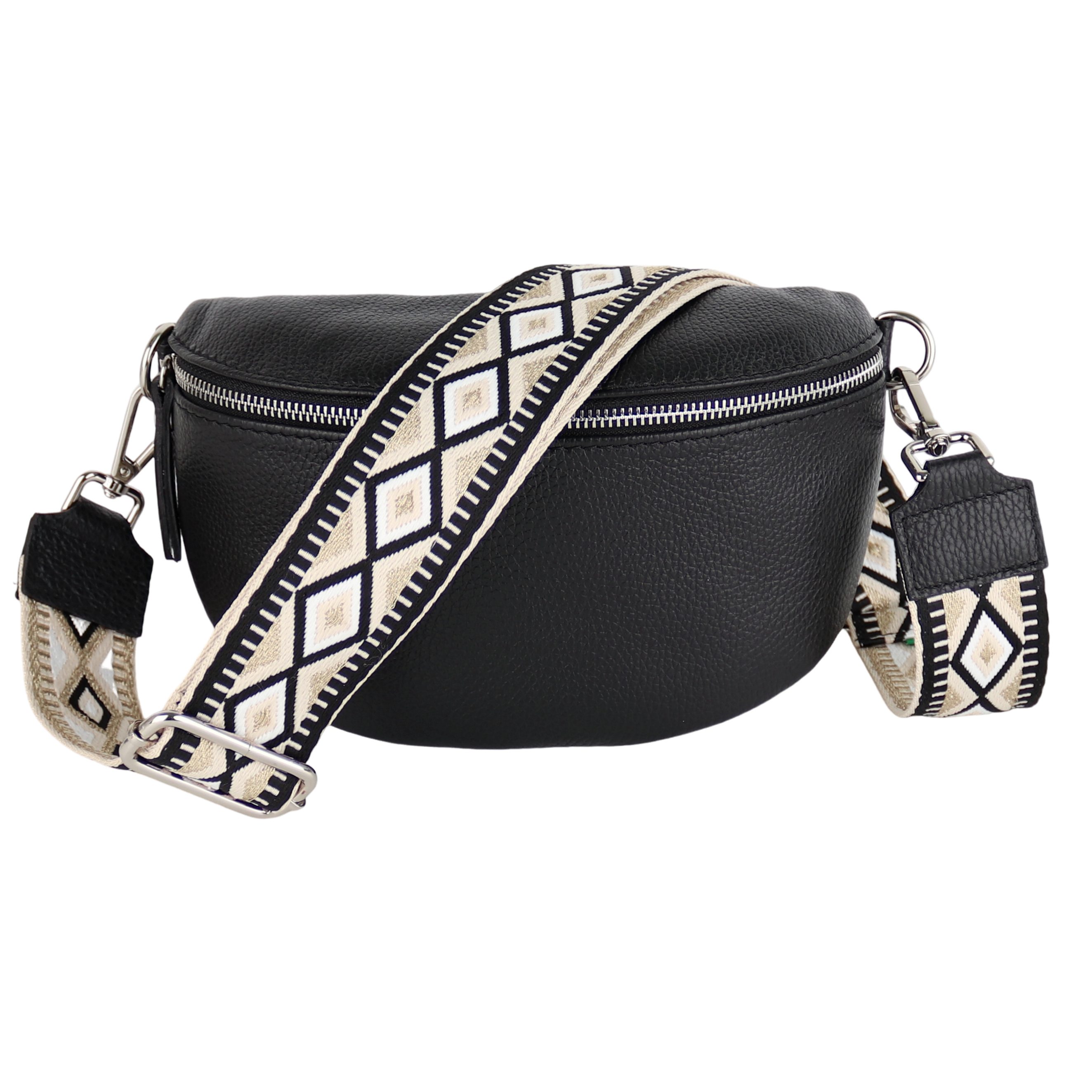 Bauchtasche Damen, Echtleder, Leder, Made in Italy, Umhängetasche, Brusttasche