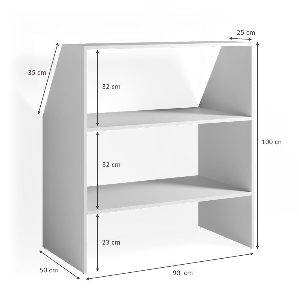 Vicco Bücherregal, Weiß, 90 x 100 cm, 1-tlg.