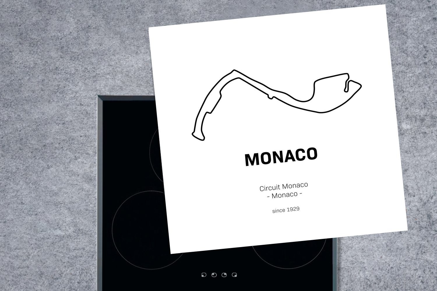 Monaco (1 Vinyl, küche Arbeitsplatte - Ceranfeldabdeckung, MuchoWow Rennstrecke, 78x78 - tlg), Herdblende-/Abdeckplatte F1 cm, für