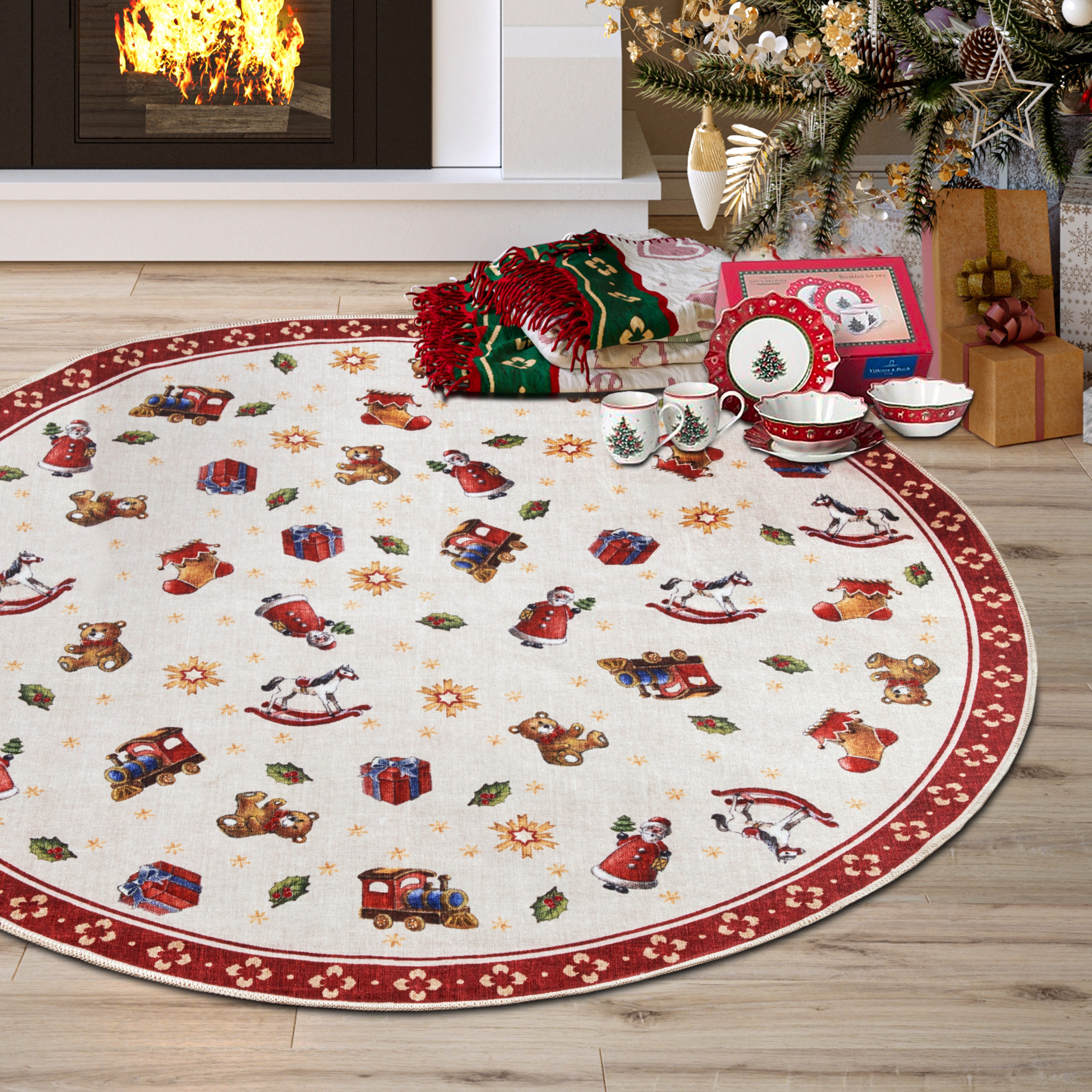 Villeroy & Boch Teppich Nostalgic Toy's Delight, eckig, rund und Läufer, Höhe: 3 mm, Weihnachten, Wohnzimmer, Flur, Geschenk, Toys Delight, Dekoration