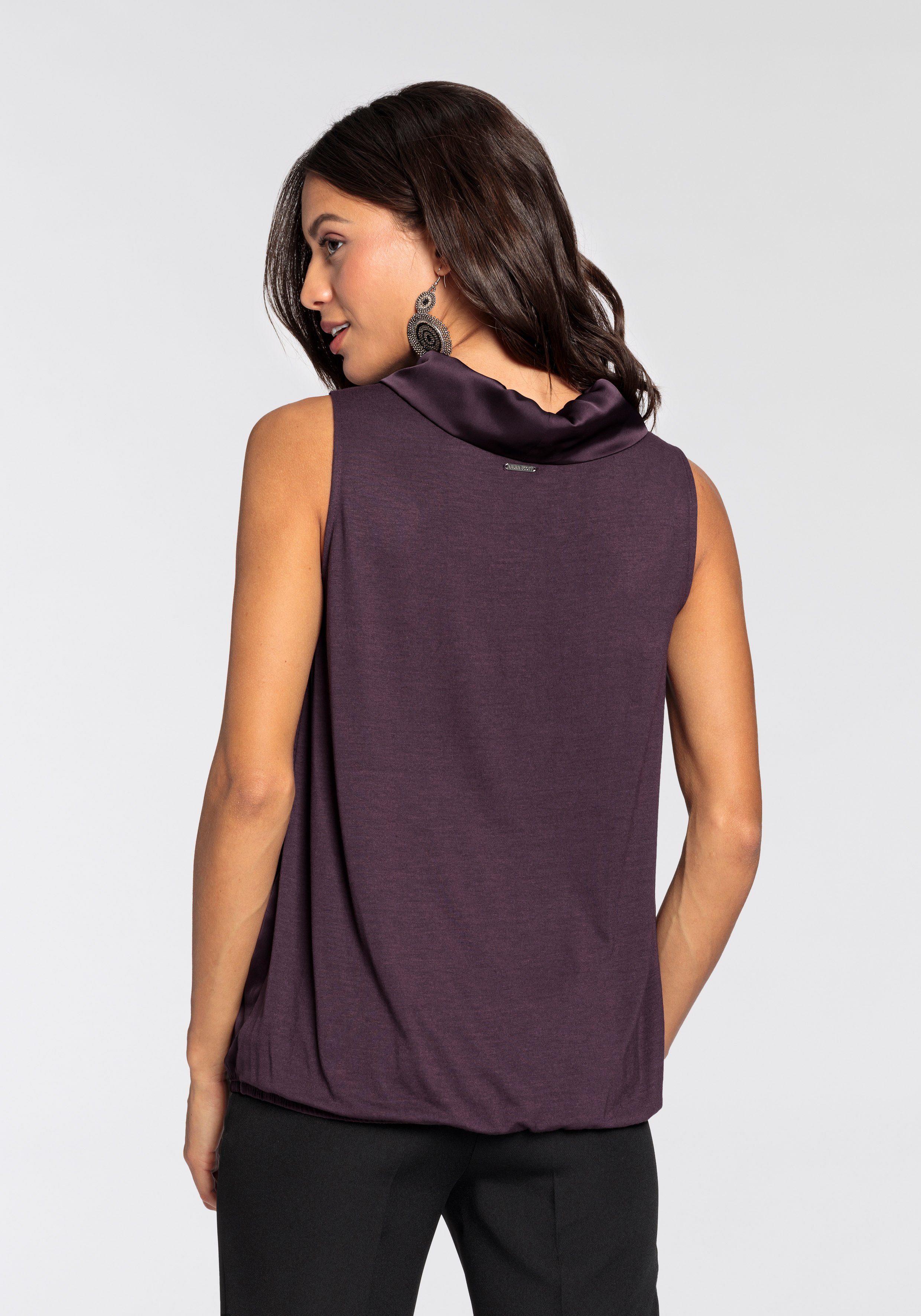 Laura Scott Blusentop für feminine Anlässe, mit Stehkragen, lässig geschnitten, unifarben