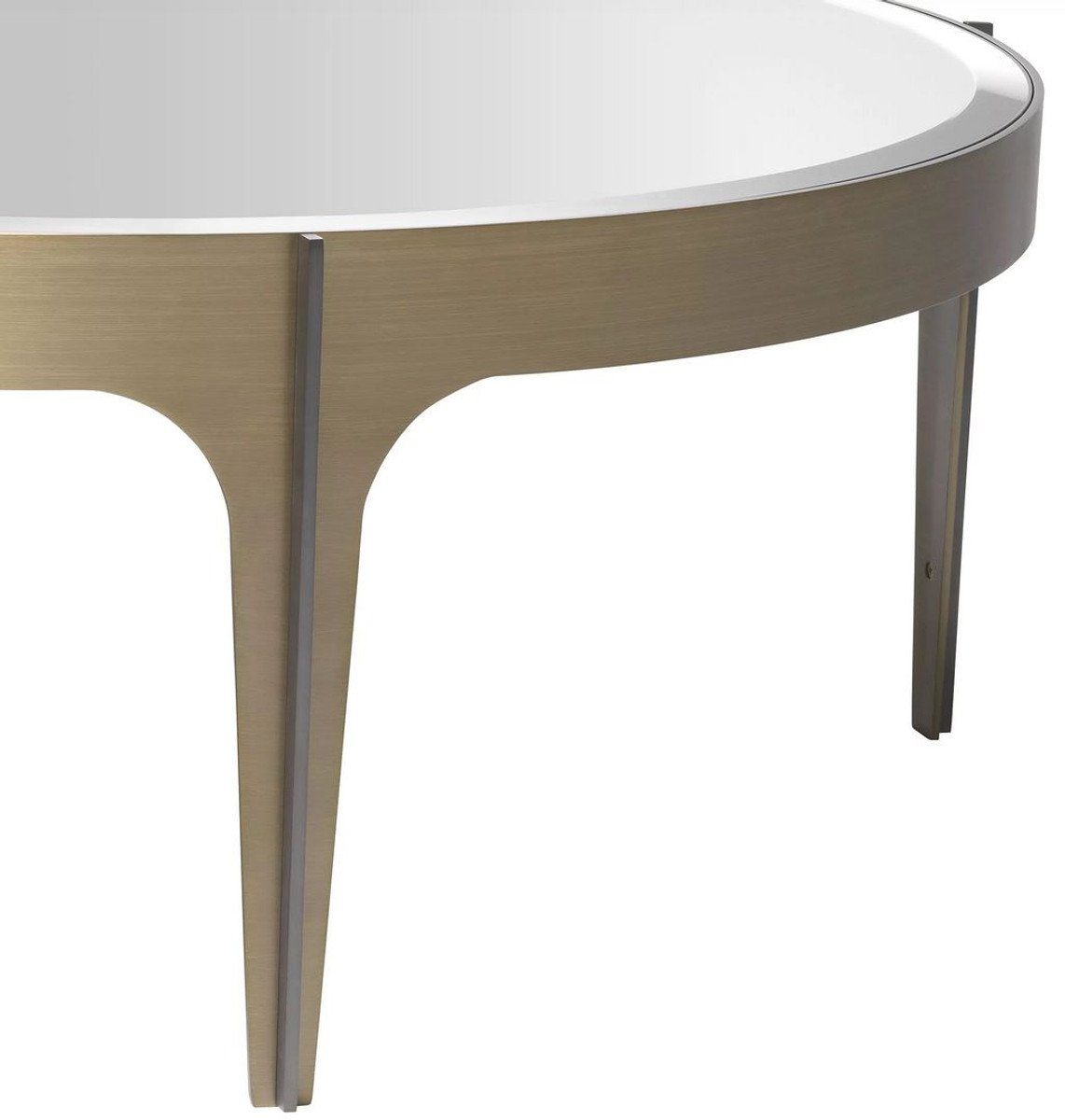 Casa Edelstahl Möbel / Tischplatte Couchtisch Runder mit Wohnzimmertisch 34,5 94 Padrino - - x H. Spiegelglas Luxus Luxus cm Ø Messing Bronze Couchtisch