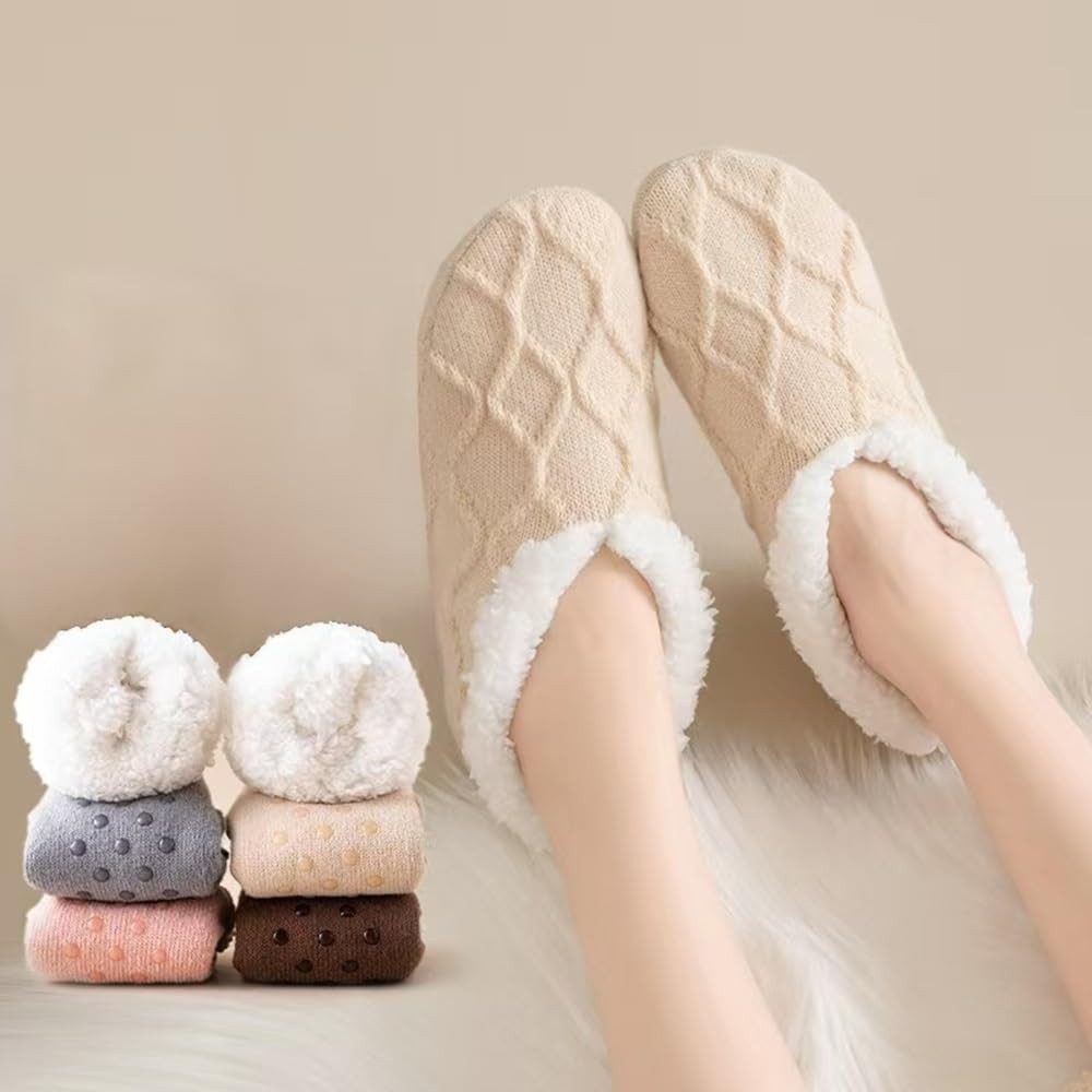 Coonoor Haussocken Warme Damen Haussocken – Flauschige Winter Slipper Socken (1-Paar) Kuschelig, weich gefüttert, Einheitsgröße