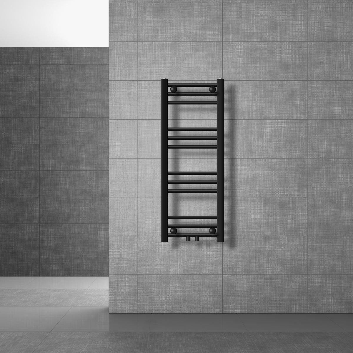 LuxeBath Badheizkörper Sahara Heizkörper Handtuchtrockner Badezimmer Heizung für Handtücher, Handtuchwärmer Mittelanschluss gerade mit Universal Thermostatventil