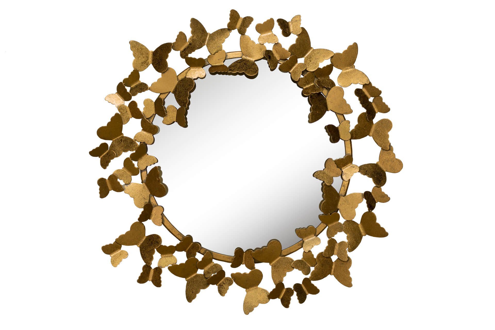 KUNSTLOFT Wandspiegel Gilded Butterflies 63x63x4 cm, handgefertigter Deko-Spiegel aus Metall