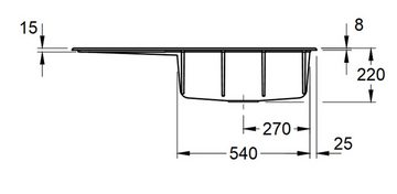 Villeroy & Boch Küchenspüle 3361 01 i4, Rechteckig, 100/22 cm, Becken rechts