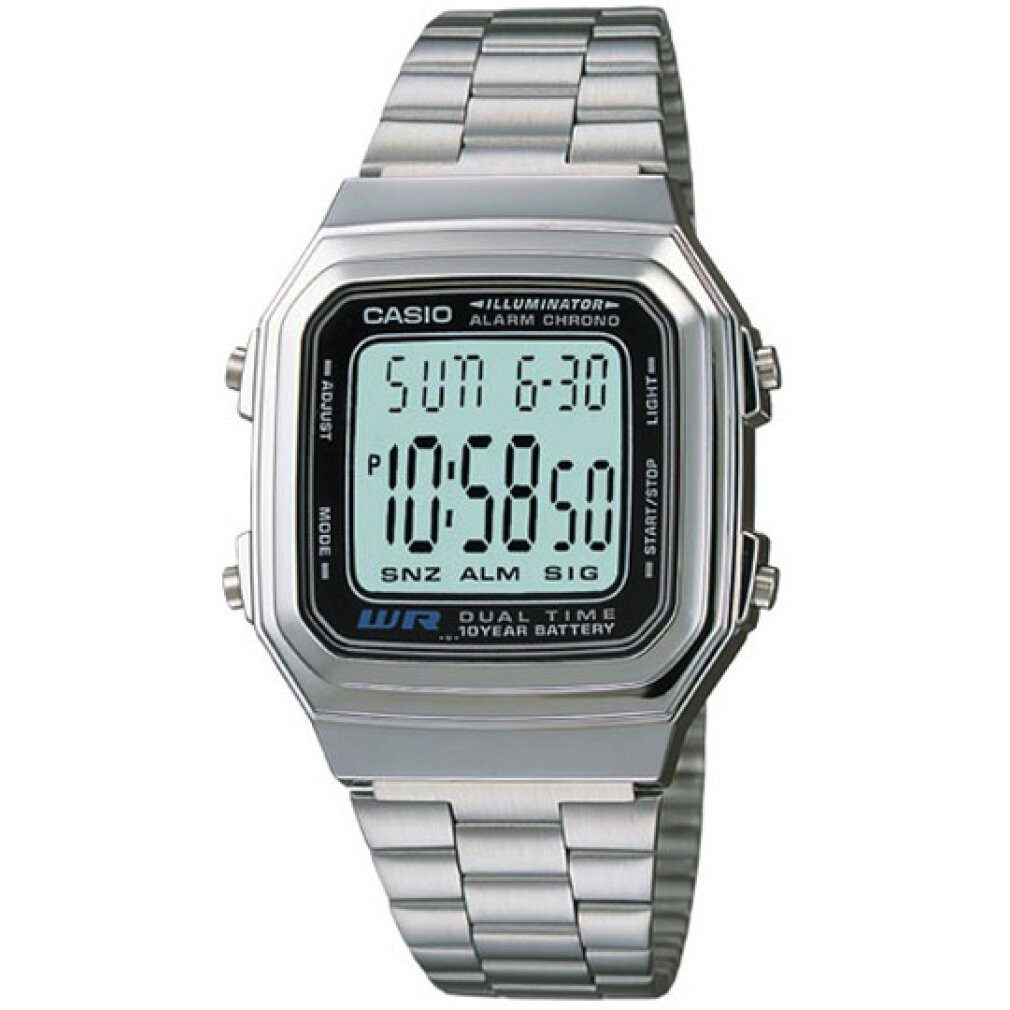 CASIO Luxusuhr Unisex-Armbanduhr Vintage Digital Quarz Edelstahl A178WA-1A