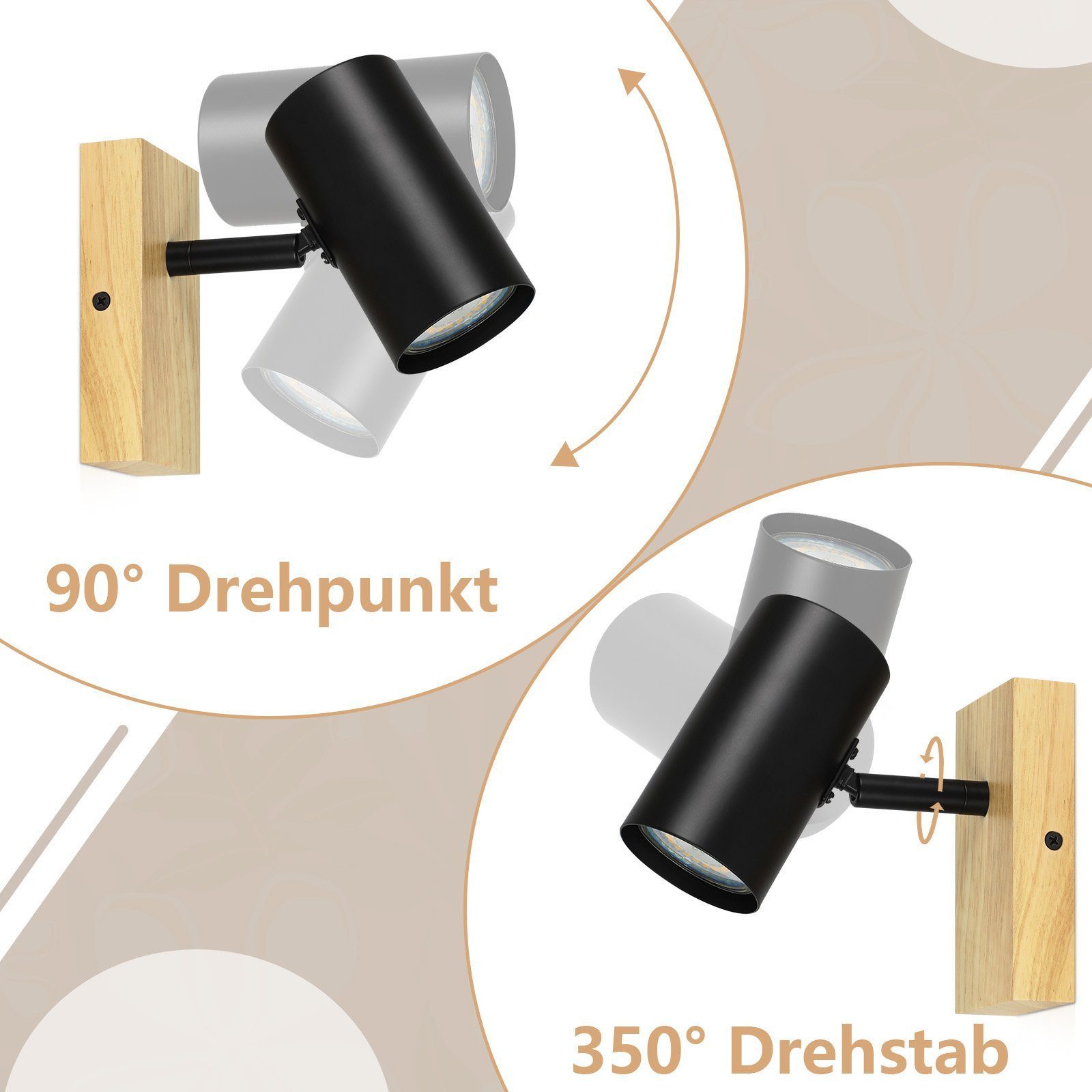 Nettlife Deckenstrahler Holz 1/2/3 Flammig GU10 Deckenspots Landhaus decken günstig online kaufen