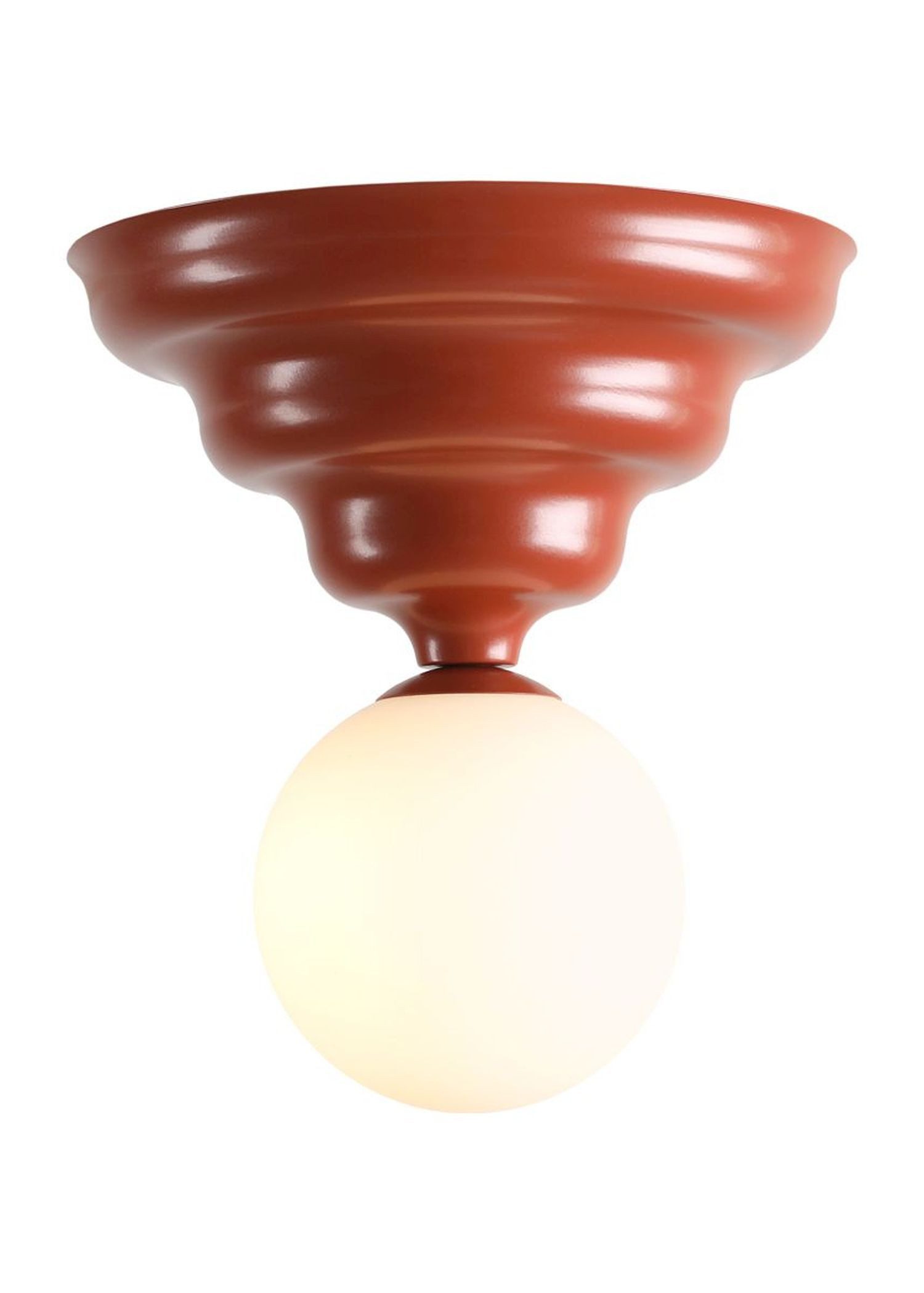 Licht-Erlebnisse Deckenleuchte NAREN, Glas Metall D: 23 cm rund Ziegelrot Weiß G9 Kugelschirm Modern