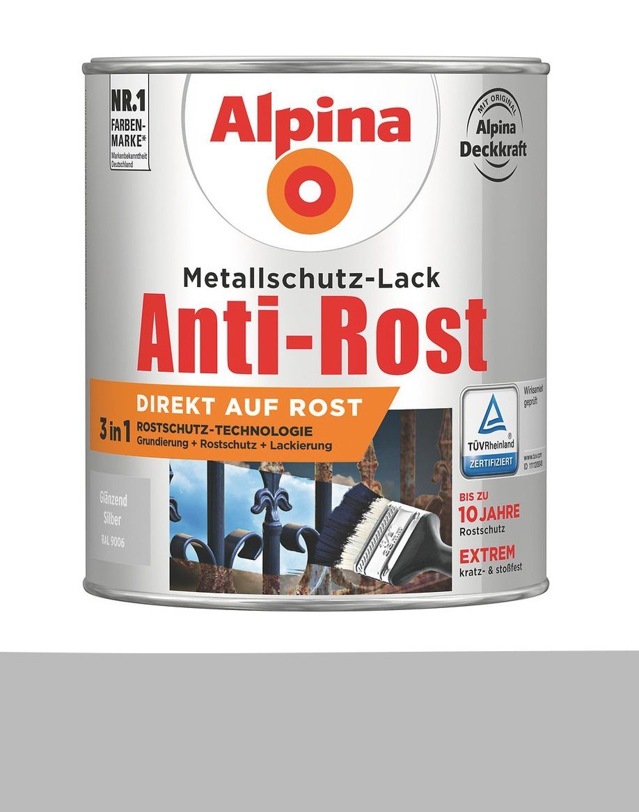 750 Metallschutzlack Alpina Anwendung Rostschutz auf Anthrazitgrau Metallschutz-Lack Spezialfarbe für Grundierung Anti-Rost 7016 ml, die Alpina Matt Rost RAL direkt