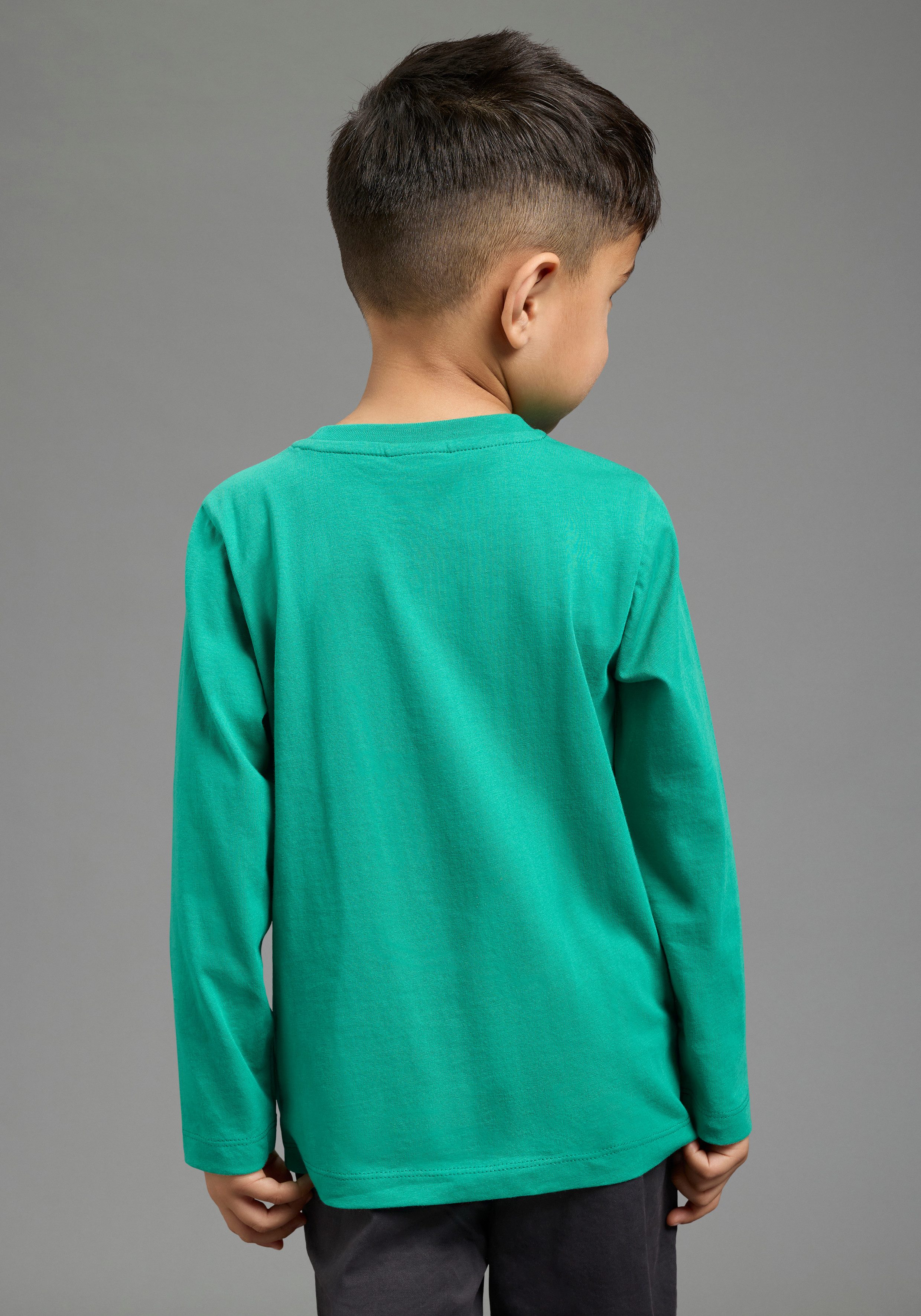 KIDSWORLD Langarmshirt Feuerwehr Pailletten Shirt Feuerwehr Druck mit Pailletten