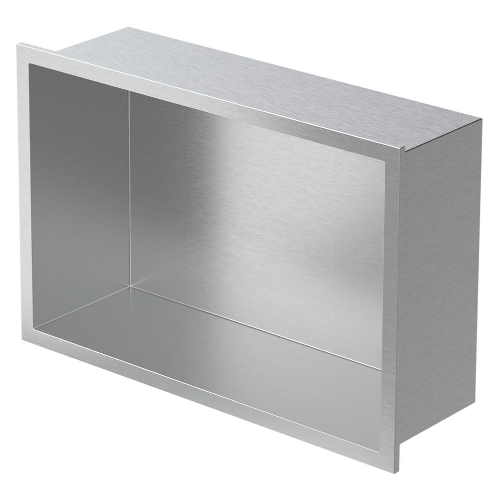 LuxeBath Duschwand Wandnische mit Rahmen aus Edelstahl Flexibler Einbau für Badezimmer, Duschnische Silber 20x30x10cm Einzelregal & Rahmen Befliesbare Nische