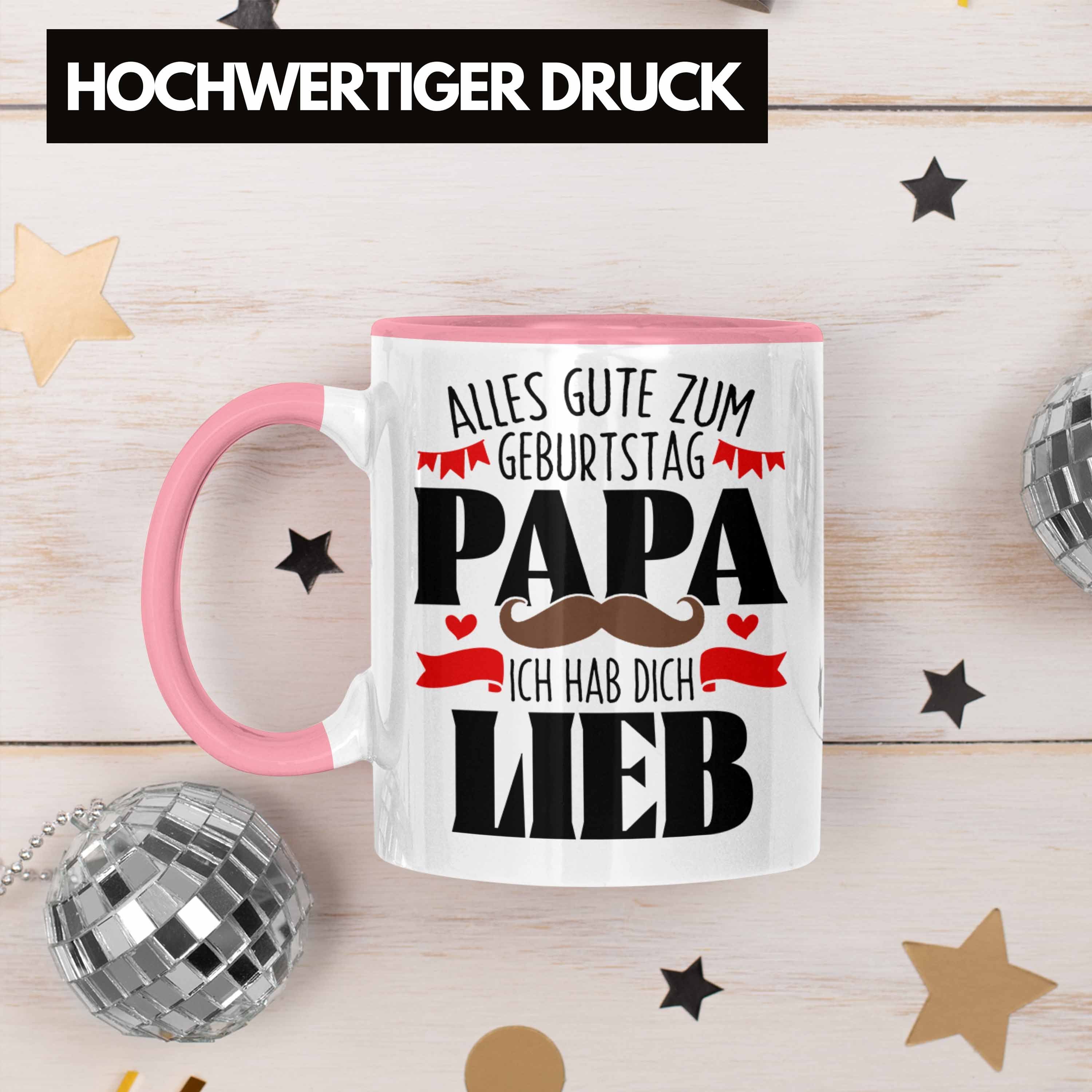 Trendation Tasse Trendation - Papa Geburtstag Ich Geschenk Tasse Hab Lieb Rosa Vater Dich Ge