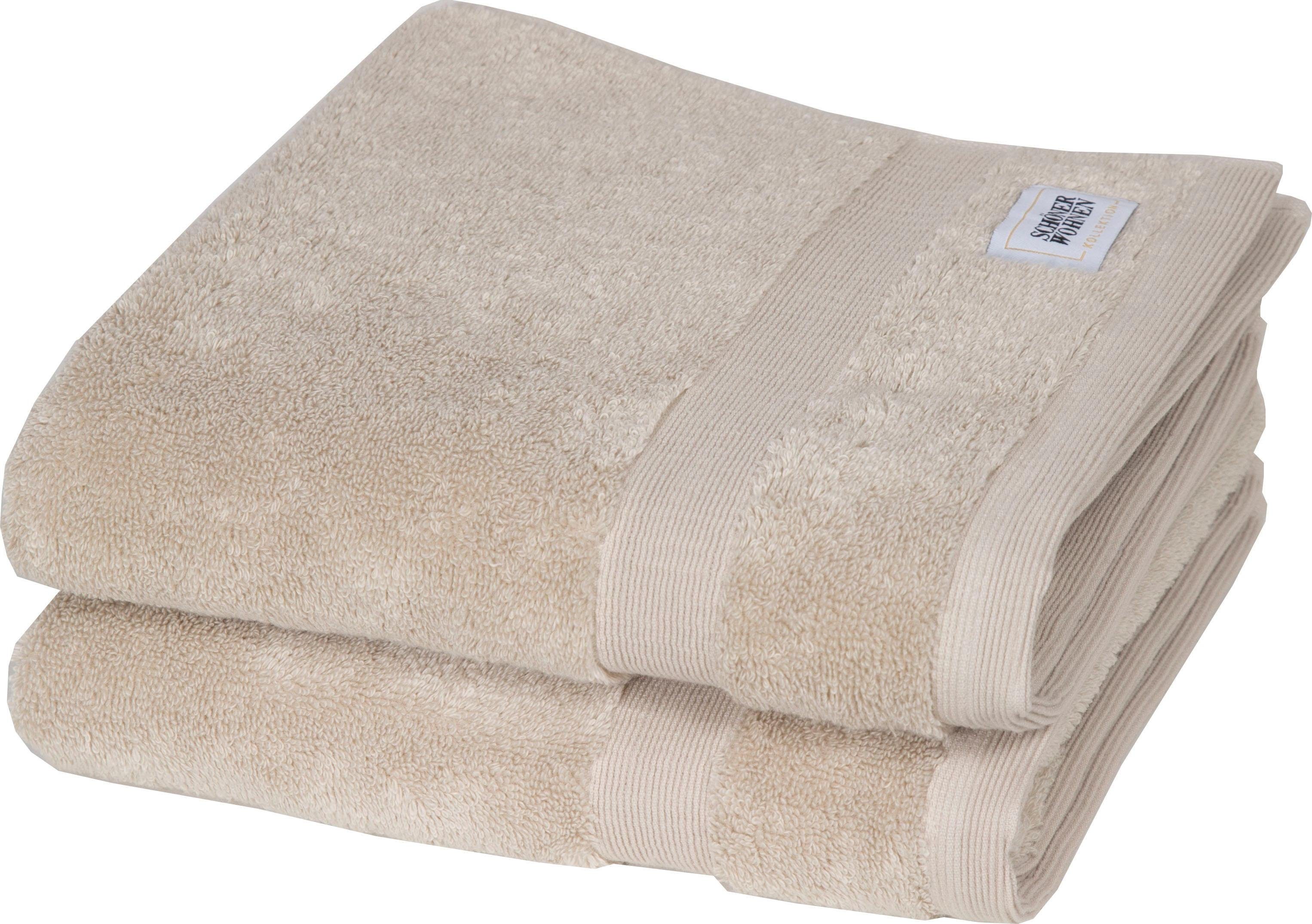 SCHÖNER WOHNEN-Kollektion Handtücher Cuddly, Frotteevelours sand (2-St), trocknende schnell Airtouch-Qualität