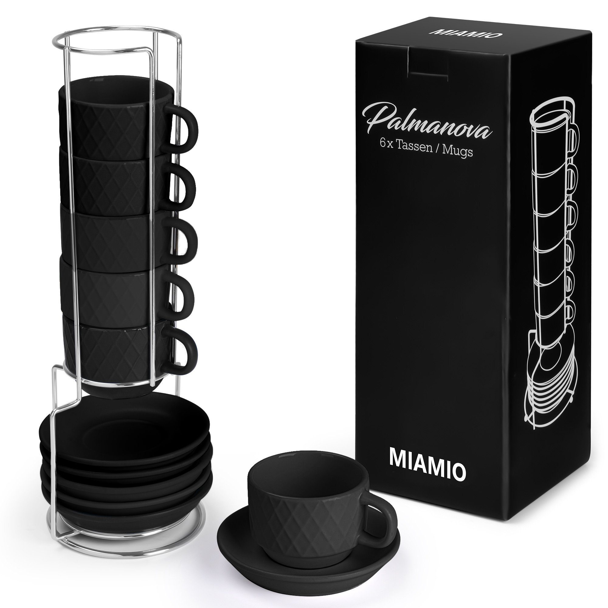 MiaMio Espressotasse MIAMIO – 6 x 75 ml Espresso Чашки / Чашки для еспресо Set mit Ständer