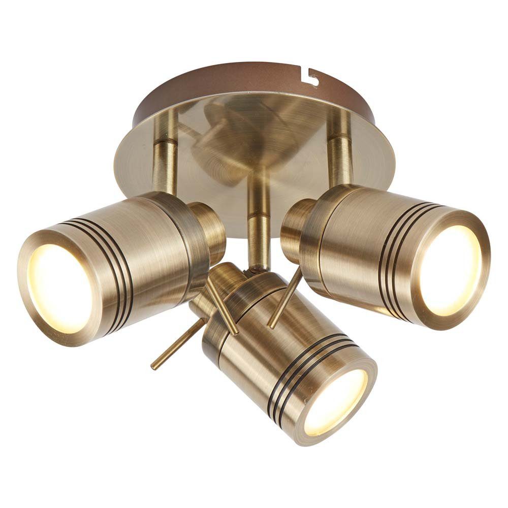 Searchlight LED Deckenleuchte, Leuchtmittel inklusive, Warmweiß, Decken Lampe Leuchte Antik Messing Strahler Küche Bade Wohn Zimmer